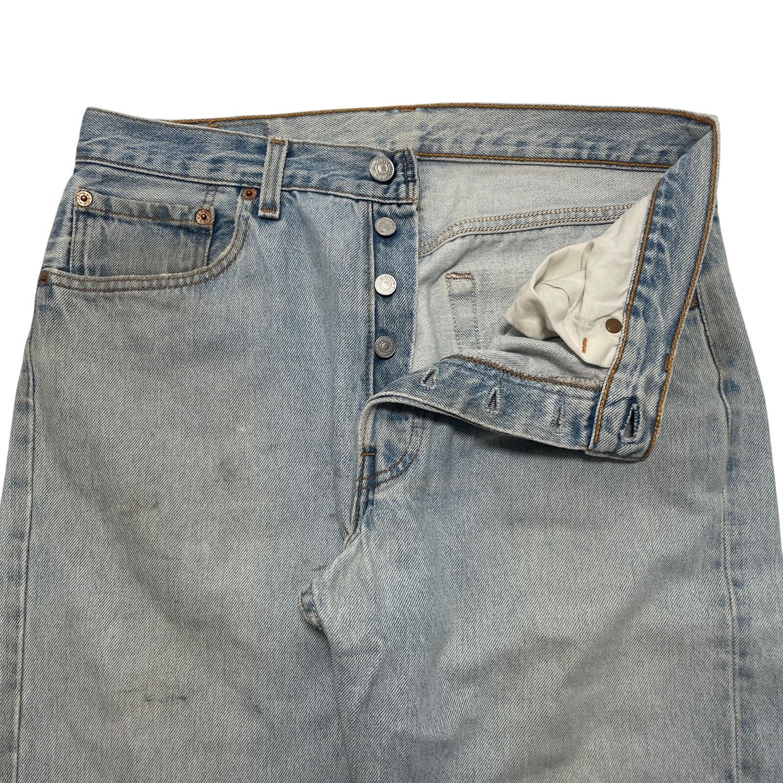 Levi's VTG 90's Levi's 501 Blue Light Wash Denim Jeans 31x30 Size US 31 - 3 Thumbnail
