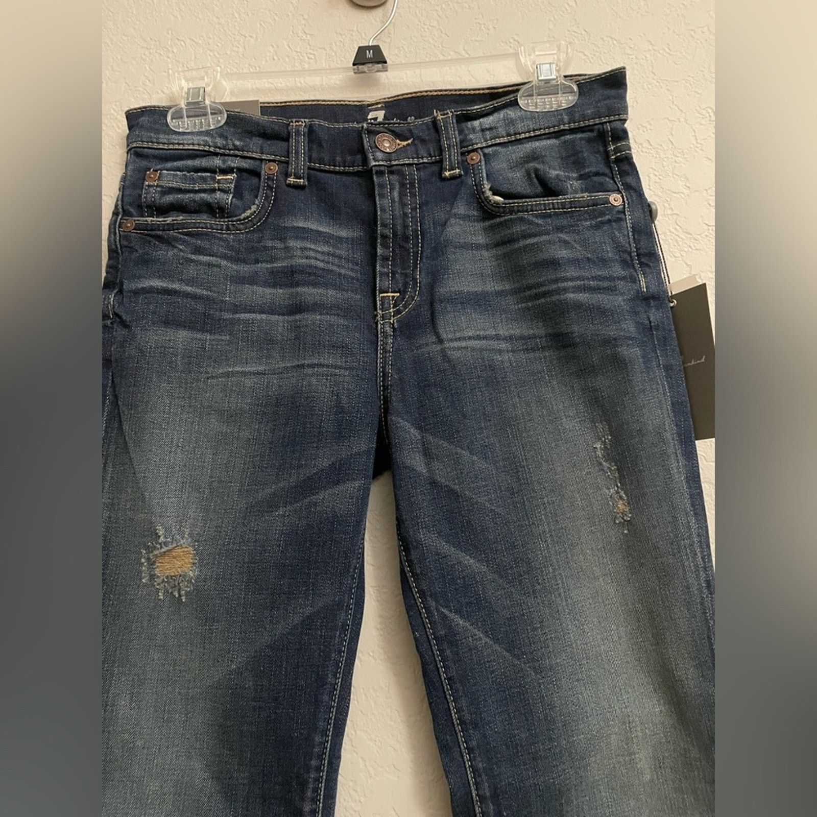 7 For All Mankind 7 For All Mankind Brett Dark Distressed Bootcut Jeans Boy 12 Size 34" / US 12 / IT 48 - 4 Thumbnail