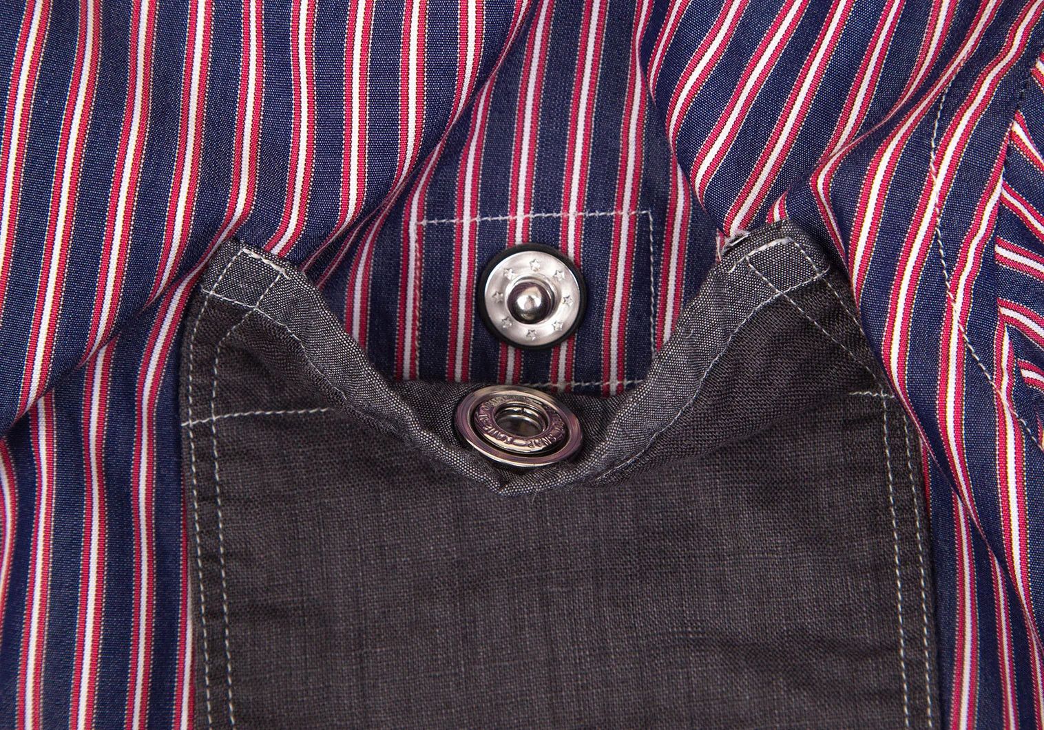 Junya Watanabe Striped Panel Shirt in Navy and Red, Size XS Size US XS / EU 42 / 0 - 7 Thumbnail