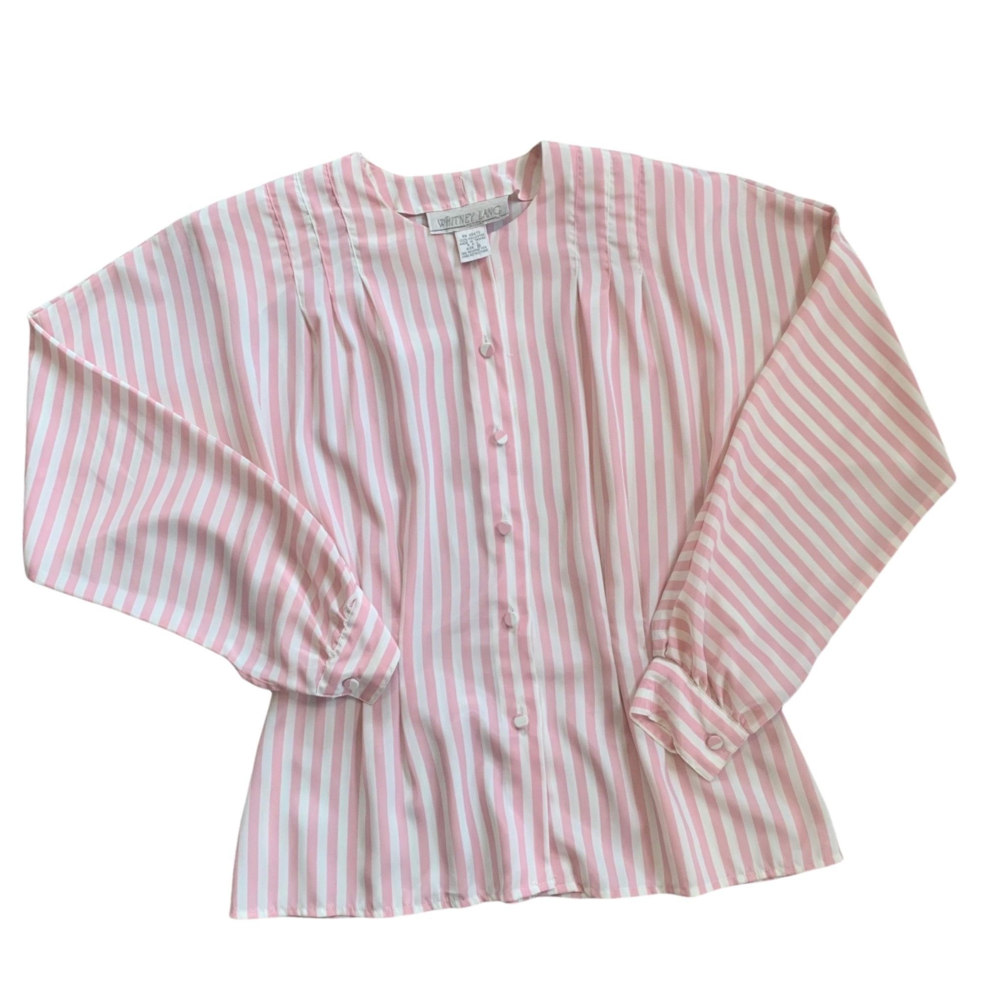 Vintage Vintage Whitney Lang Petite Striped Pastel Goth Blouse 8 Size M / US 6-8 / IT 42-44 - 1 Thumbnail