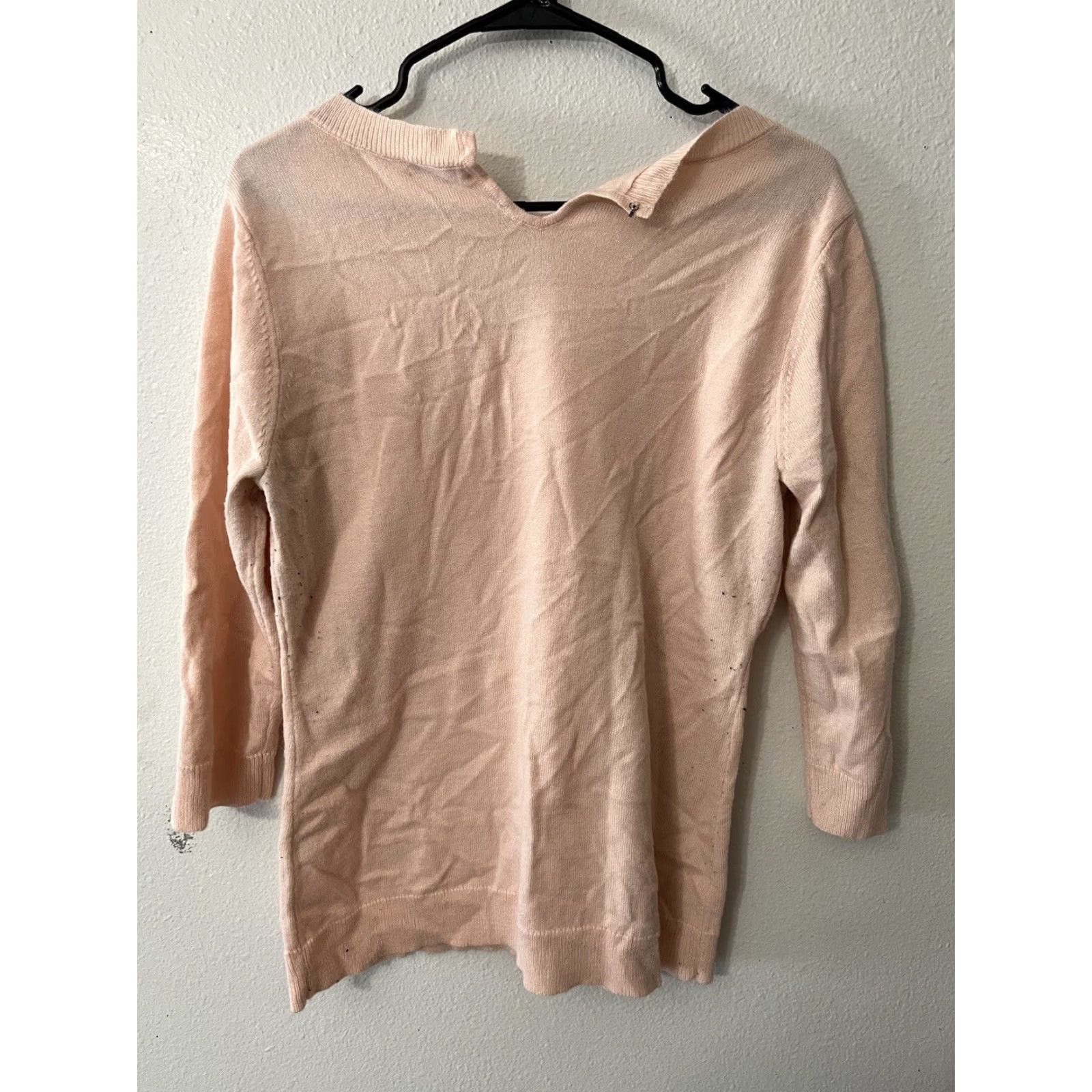 Vintage NEW YORK & COMPANY Women's Sweater Pink Large Key Hole Rear 3/4 Sleeve Size L / US 10 / IT 46 - 2 Thumbnail