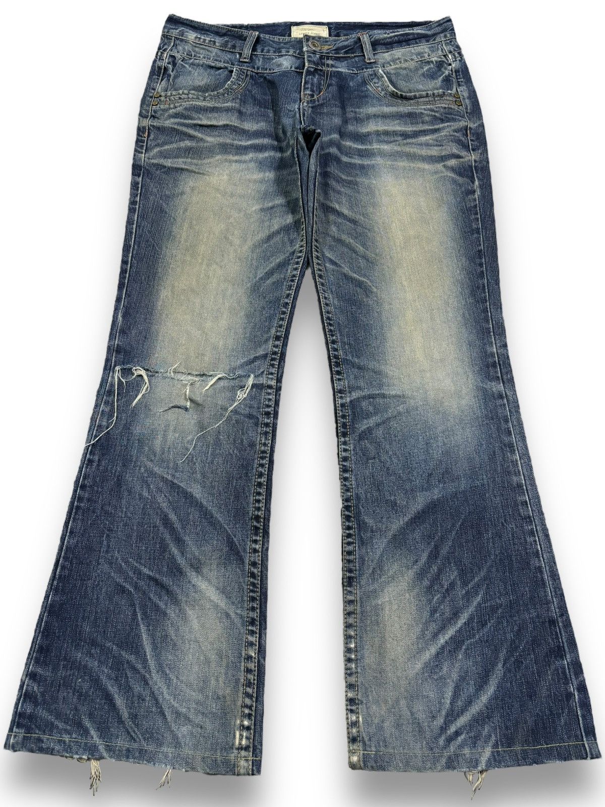 Beauty Beast Vintage Lolita x Beast Studded Flare Distressed Punk Jeans Size US 35 - 1 Thumbnail
