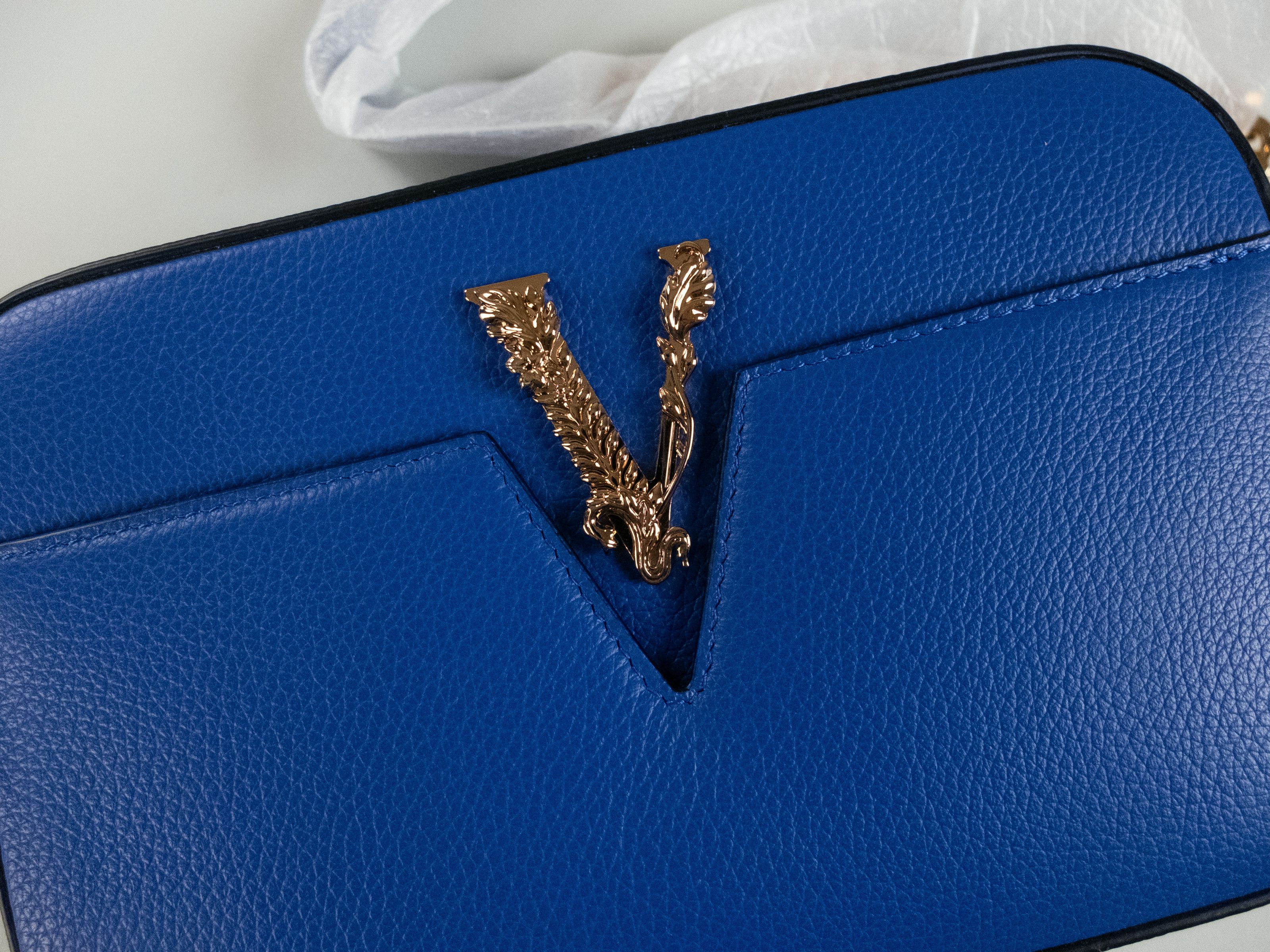 Versace VERSACE Virtus blue barocco V leather crossbody camera bag Size ONE SIZE - 4 Thumbnail