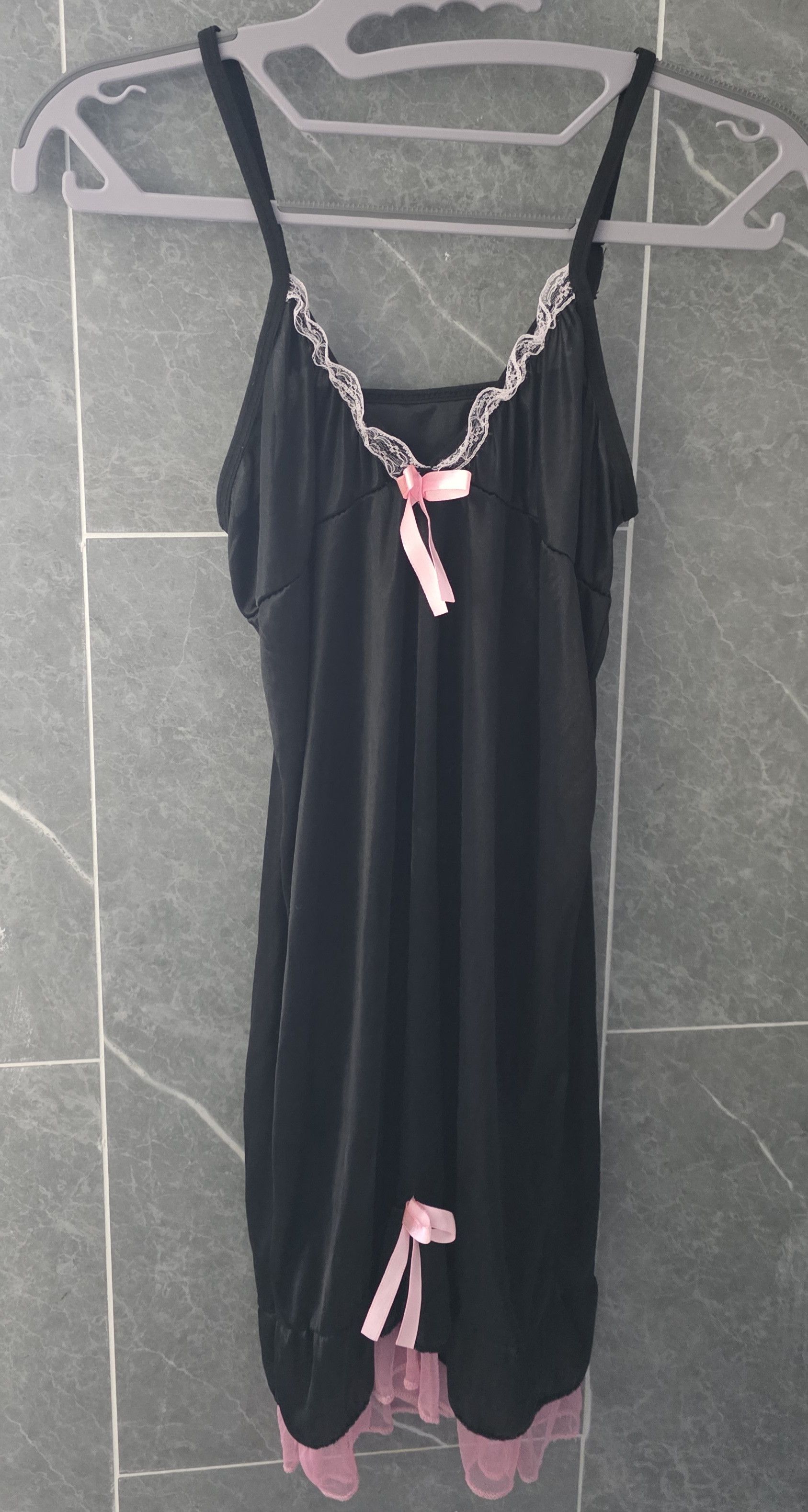 Other NWOT Black Pink Lace Lingerie Nightgown Dress Approx S Size ONE SIZE - 1 Thumbnail