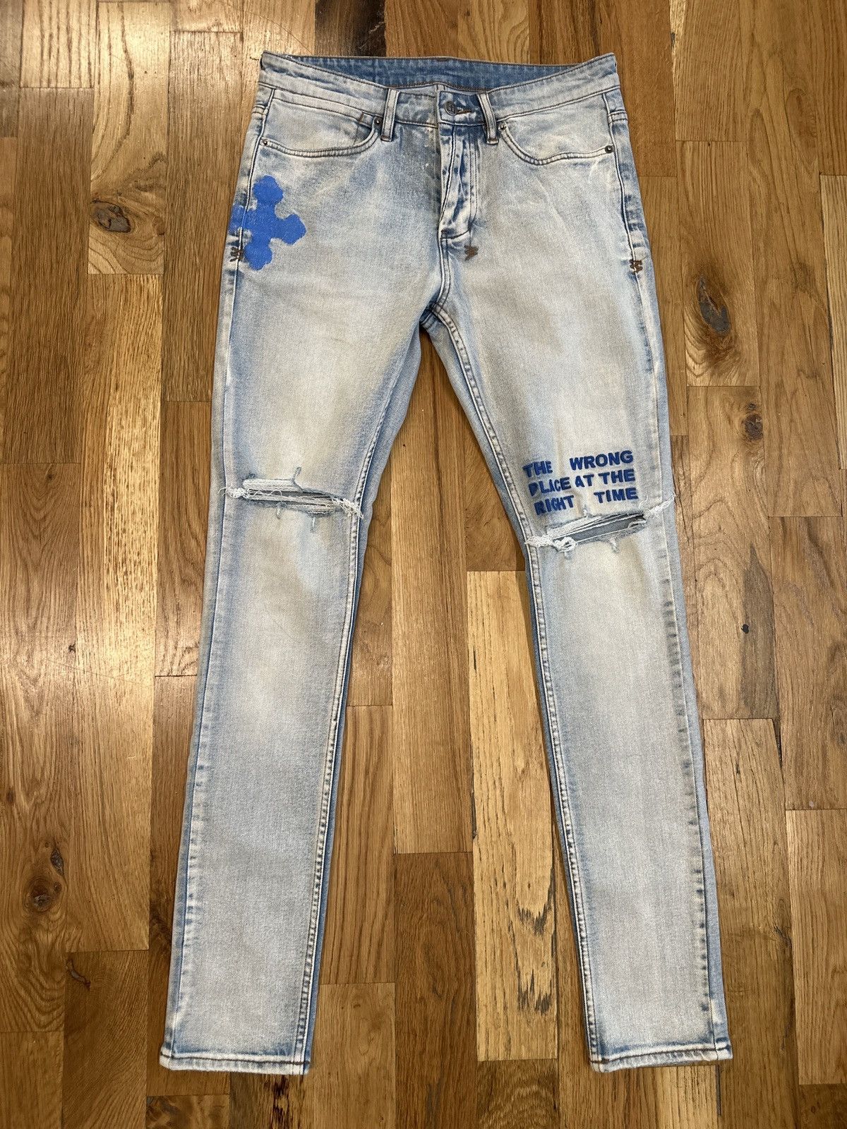 image of Ksubi Wrong Place Blue Cross Blue Denim Jeans Size 31, Men's