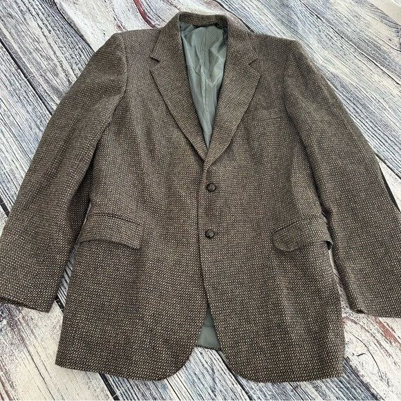 Vintage Vintage Ejoven Wool Men's Textured Blazer With Suede Elbow P Size 42R - 2 Thumbnail