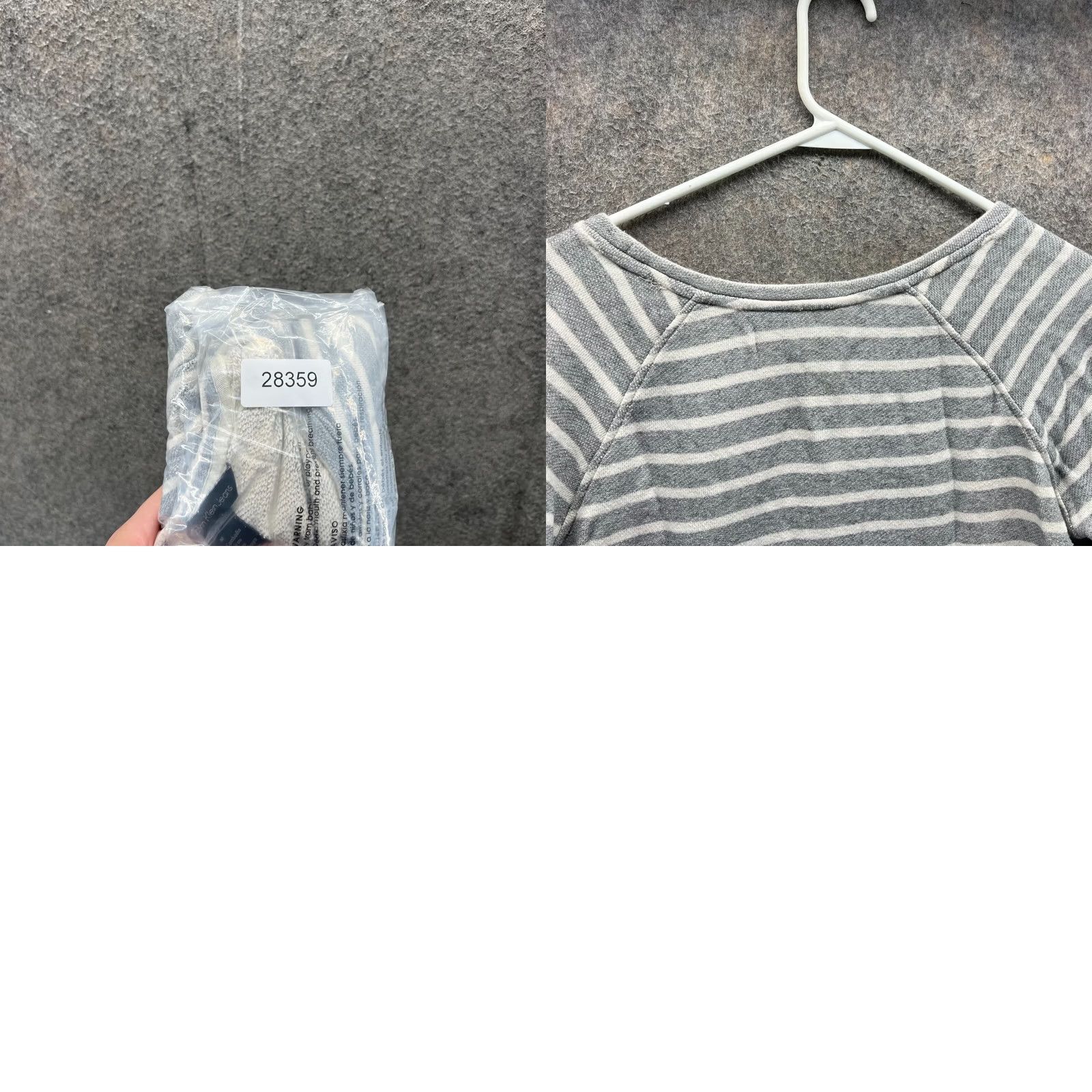 Calvin Klein VINTAGE Calvin Klein Shirt Women Medium Gray White Striped Long Sleeve Crop Fleece Size M / US 6-8 / IT 42-44 - 9 Thumbnail