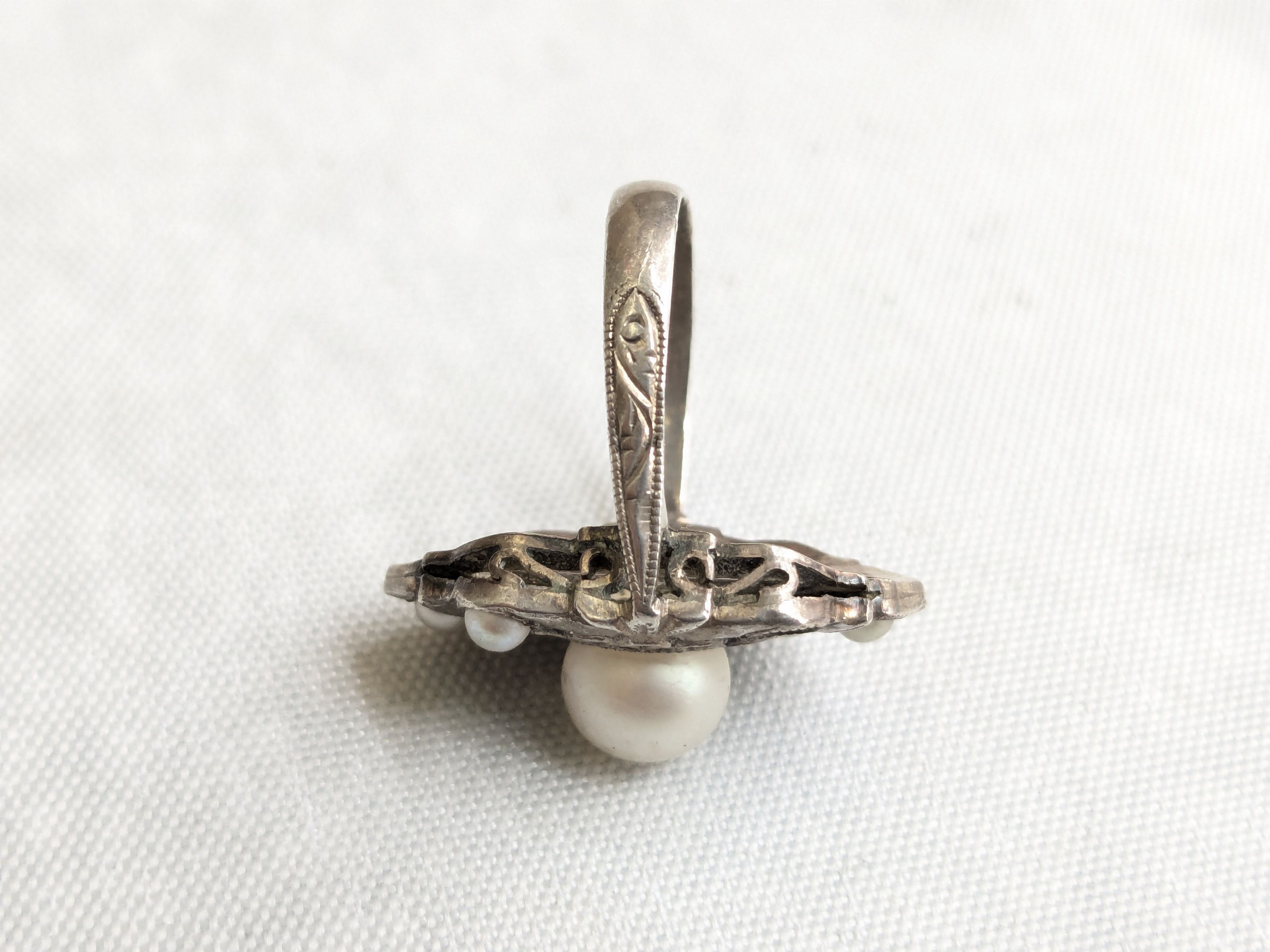 Jewelry Sterling Silver Ring Pearl Art Deco CPO Toyokoki 6.75 Size ONE SIZE - 6 Thumbnail