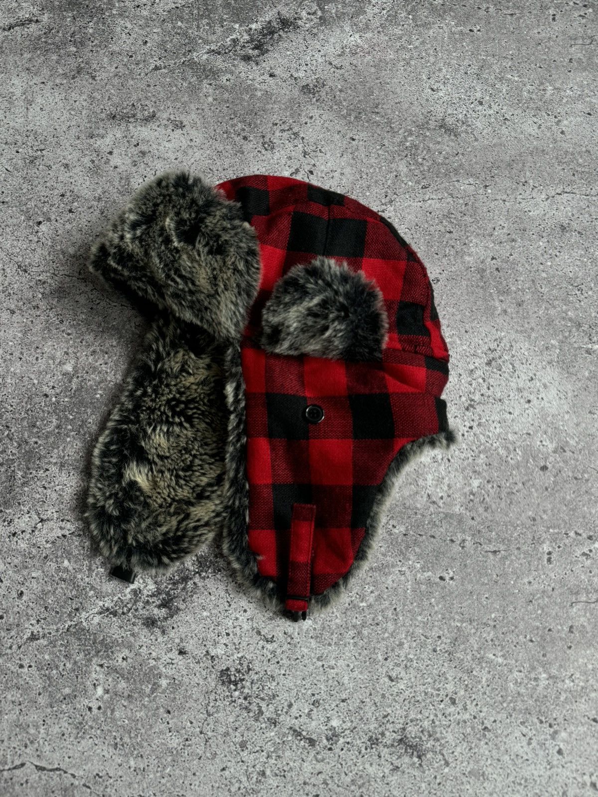 Japanese Brand Vintage Y2K fleece checkered hat Japanese style Size ONE SIZE - 2 Thumbnail