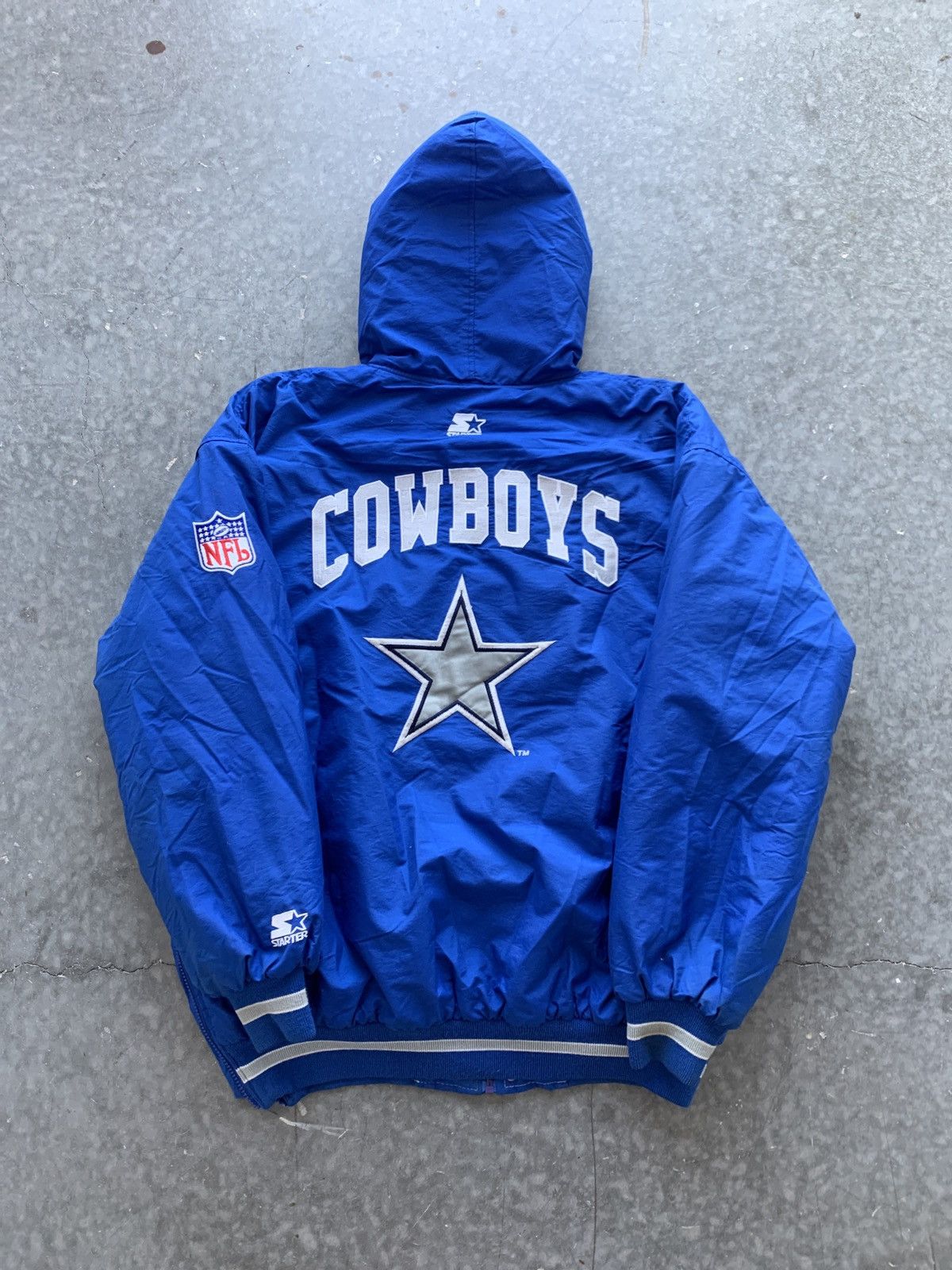 Starter (Pro Line) - Dallas Cowboys Hooded Puffer Jacket 1990s Medium