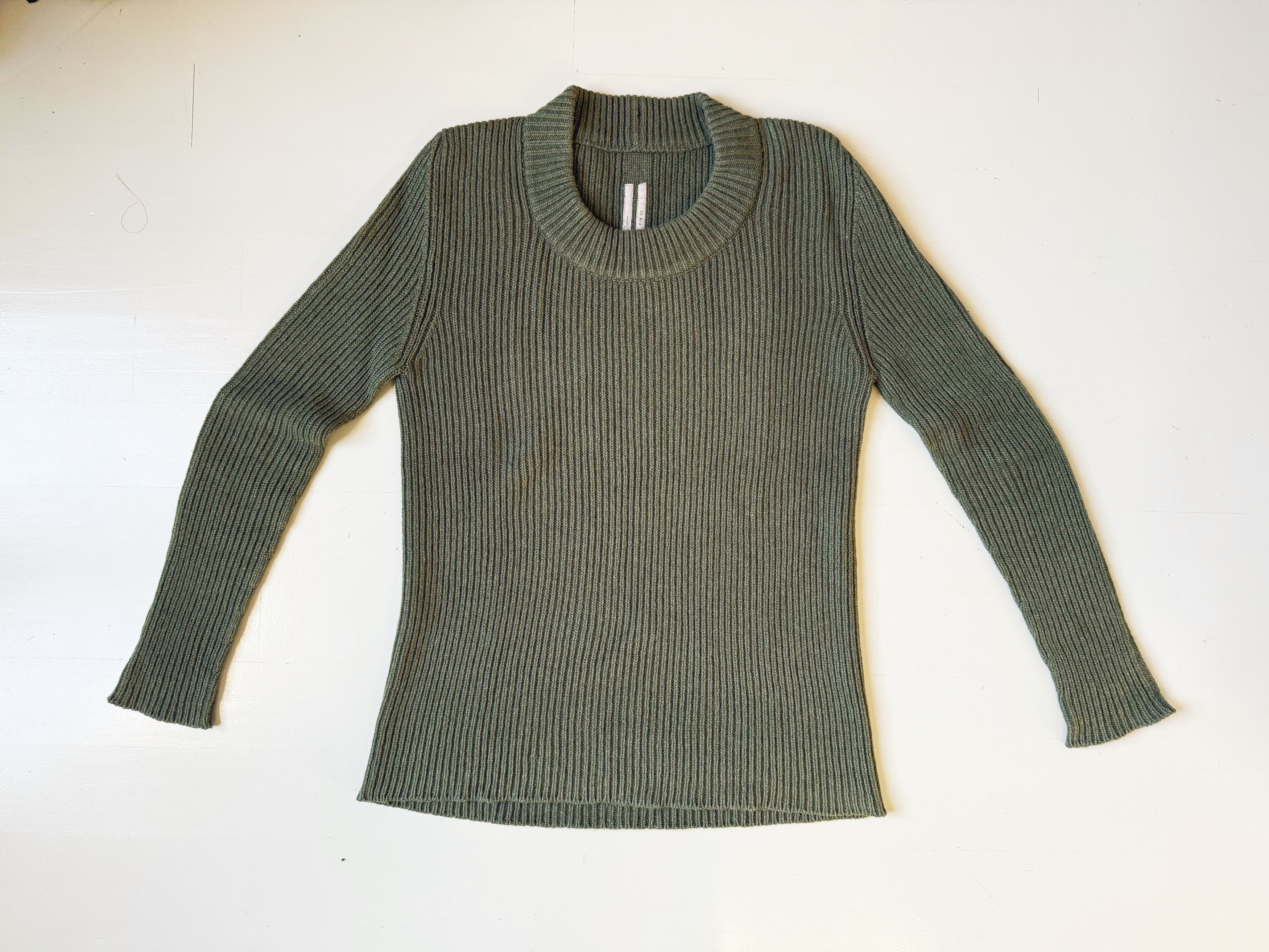 Rick Owens GREEN CASHMERE CREWNECK SWEATER Size US M / EU 48-50 / 2 - 4 Thumbnail
