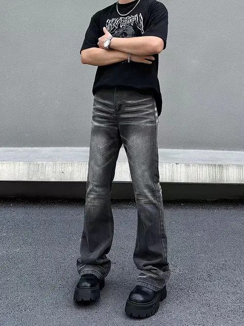 VIBE Street Vintage Gradient Washed Micro Flare Black Jeans Size US 30 / EU 46 - 3 Thumbnail