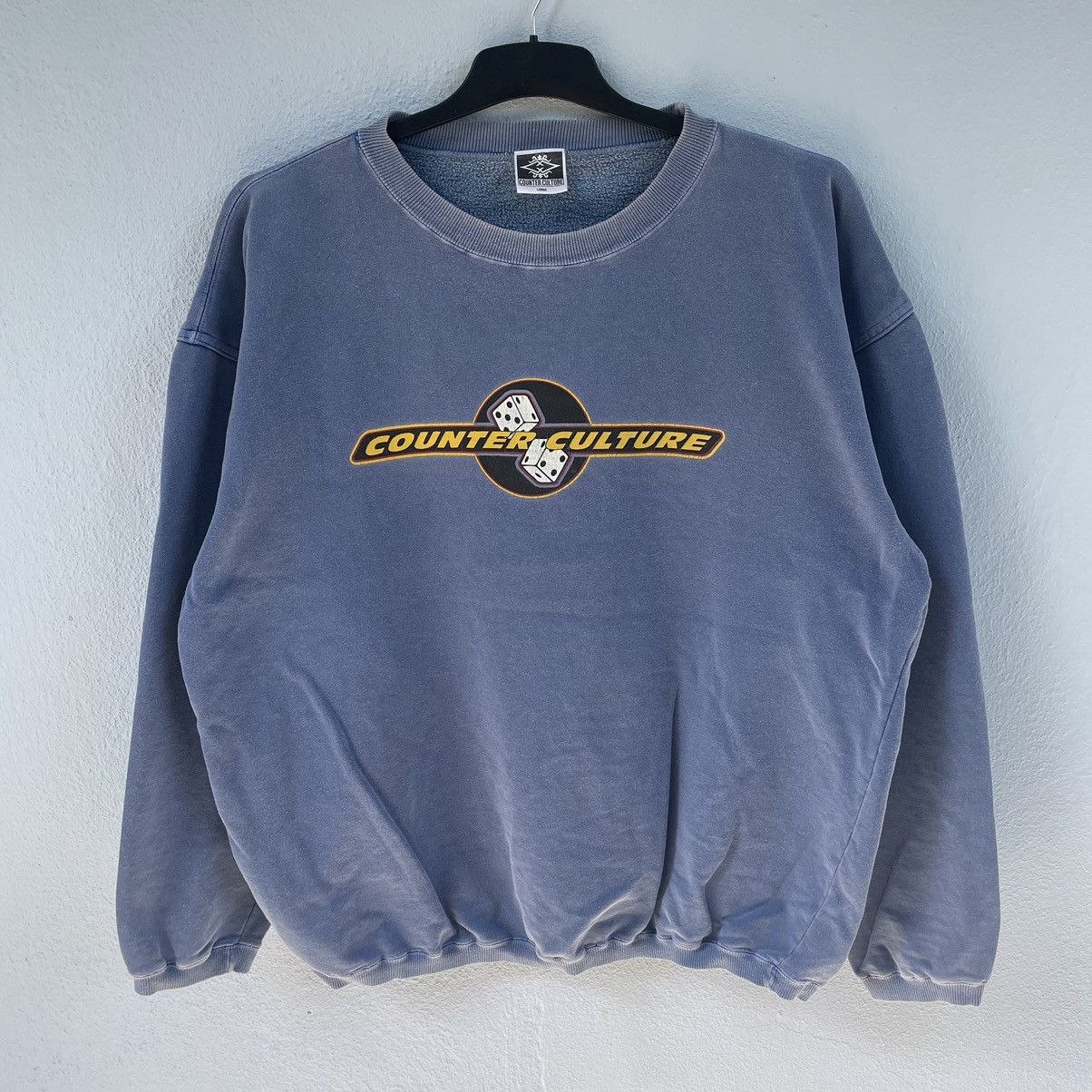 image of Hook Ups x Skategang Vintage 90's Counter Culture Skate Dice Blaze Sweatshirt in Blue (Size XL)