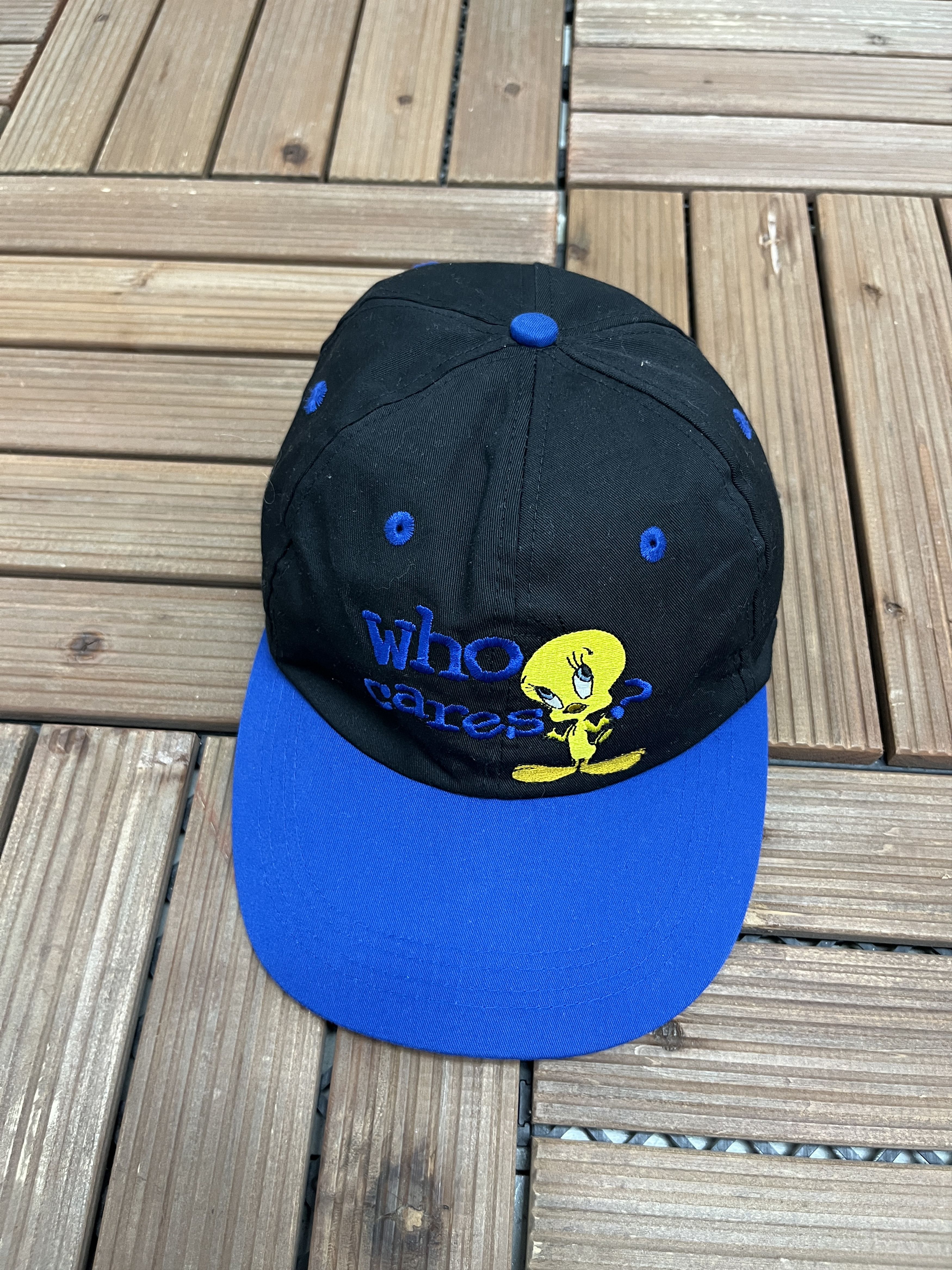 Vintage Tweety Bird Who Cares? Vintage Black Hat Cap Size ONE SIZE - 1 Thumbnail