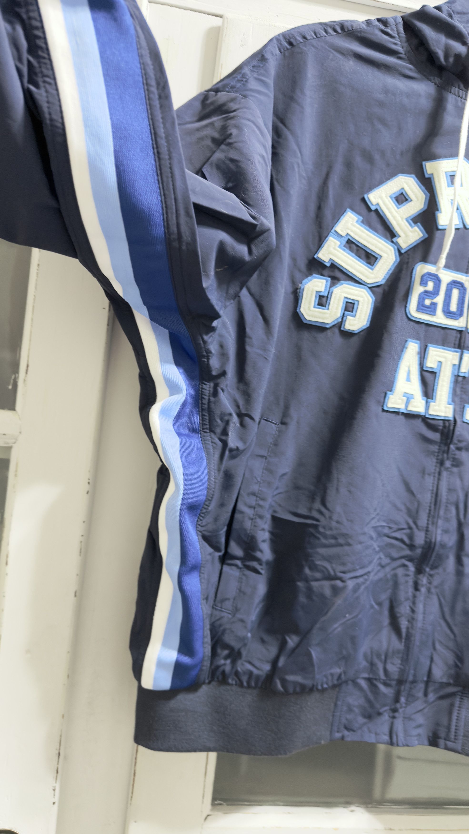 Supreme Navy Appliqué Hooded Track Jacket Size US M / EU 48-50 / 2 - 7 Thumbnail