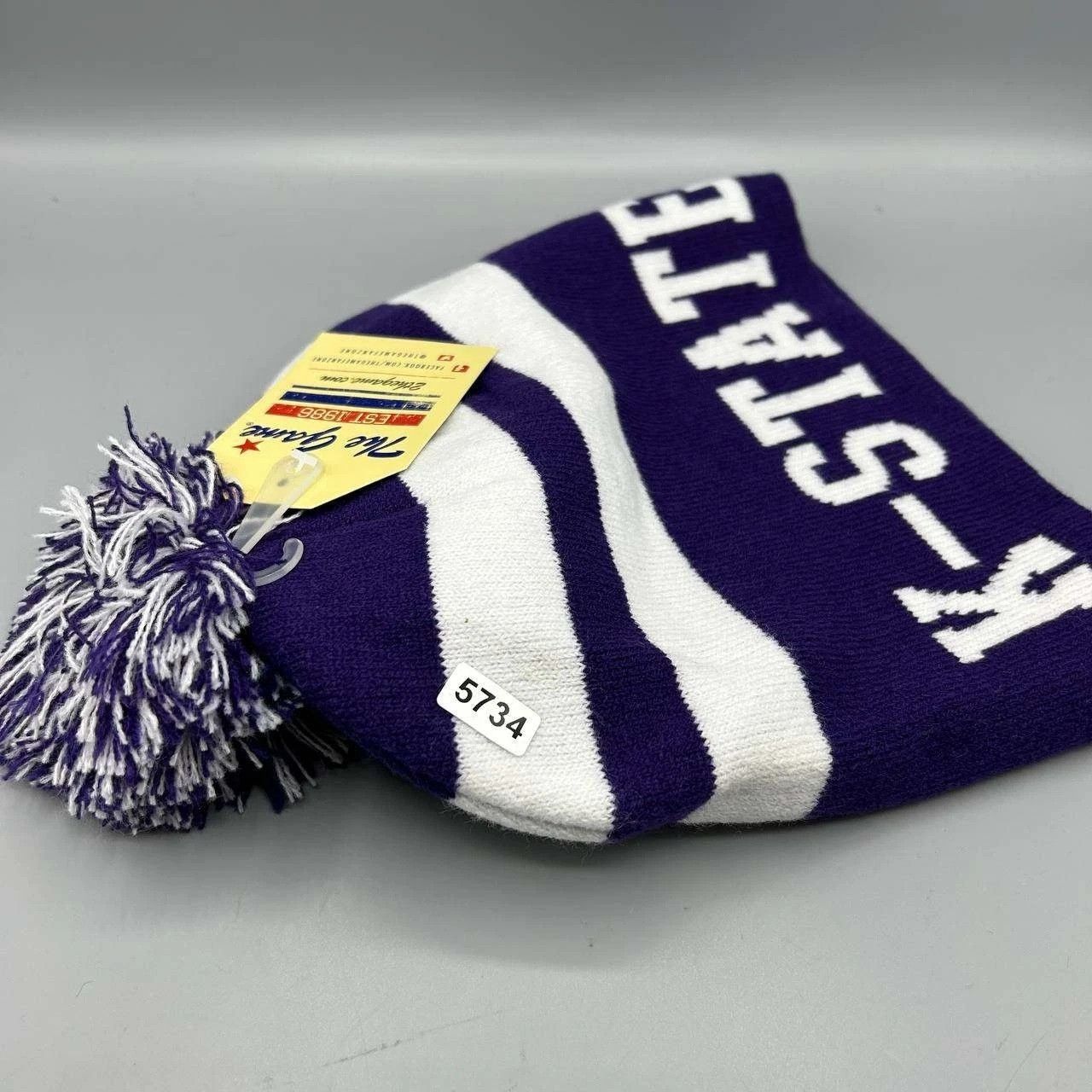 The Game Kansas State Wildcats NCAA Hat Purple White Beanie Pom Pom Size ONE SIZE - 5 Thumbnail