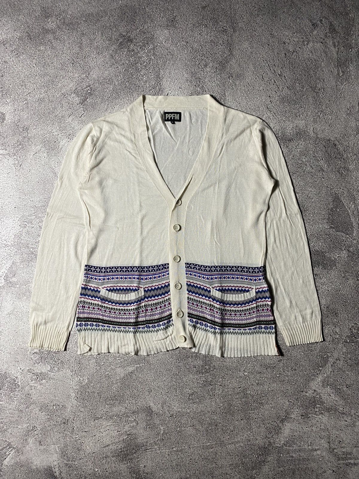 Designer × Japanese Brand × PPFM PPFM Cardigan Rare Design Size US L / EU 52-54 / 3 - 1 Thumbnail