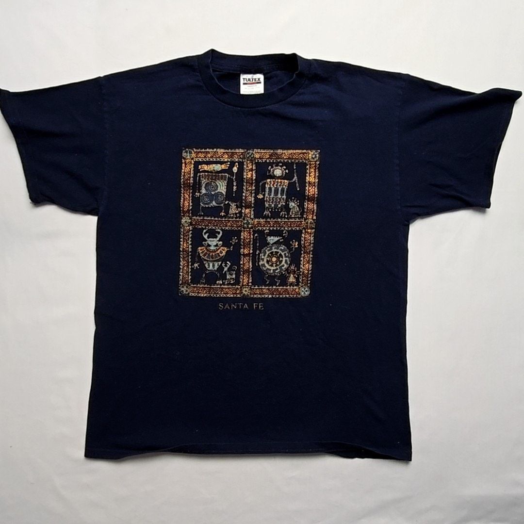 Tultex Vintage Santa Fe Graphic Tee Tribal Print Blue L Shirt 90s Size US L / EU 52-54 / 3 - 1 Thumbnail