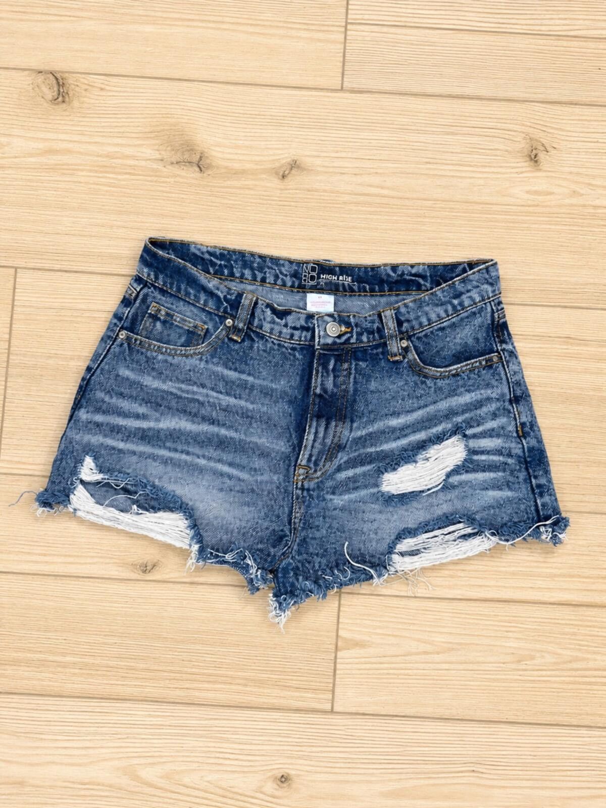 NBDN Nobrandedon NOBO Distressed Blue Denim Jean Shorts Size 32" / US 10 / IT 46 - 2 Thumbnail