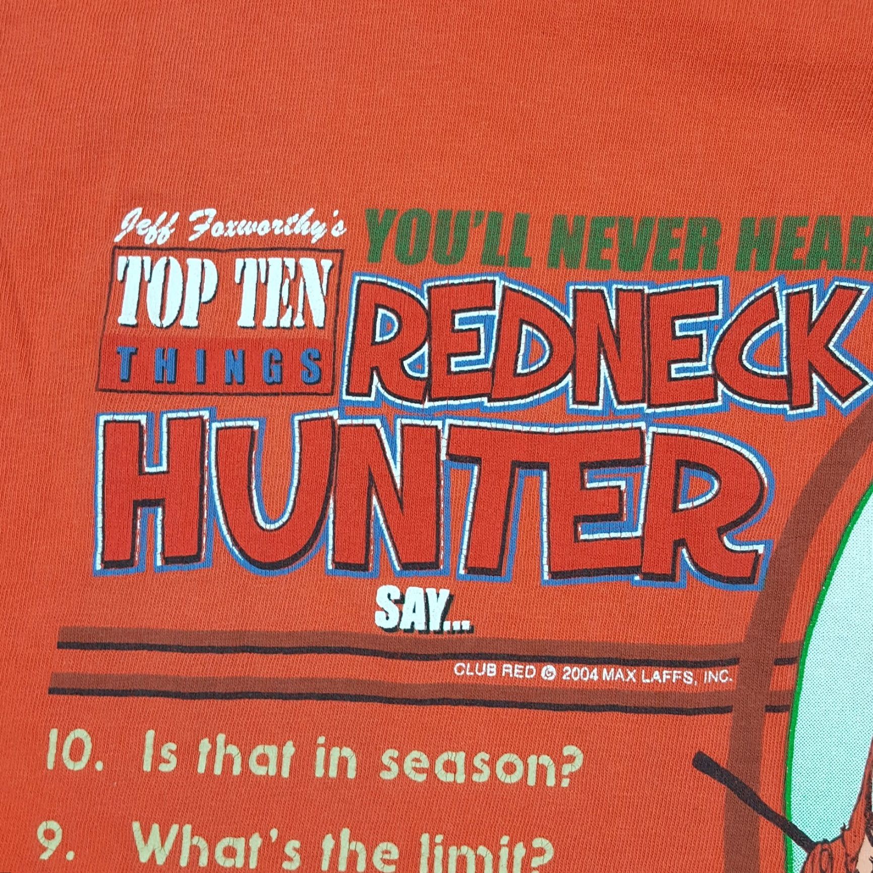 Hunter VTG Jeff Foxworthy Redneck Hunter T-Shirt Men XL Orange Distressed Deer Retro Hunting 90s Y2K Graphic Print Shirt Size US XL / EU 56 / 4 - 4 Thumbnail