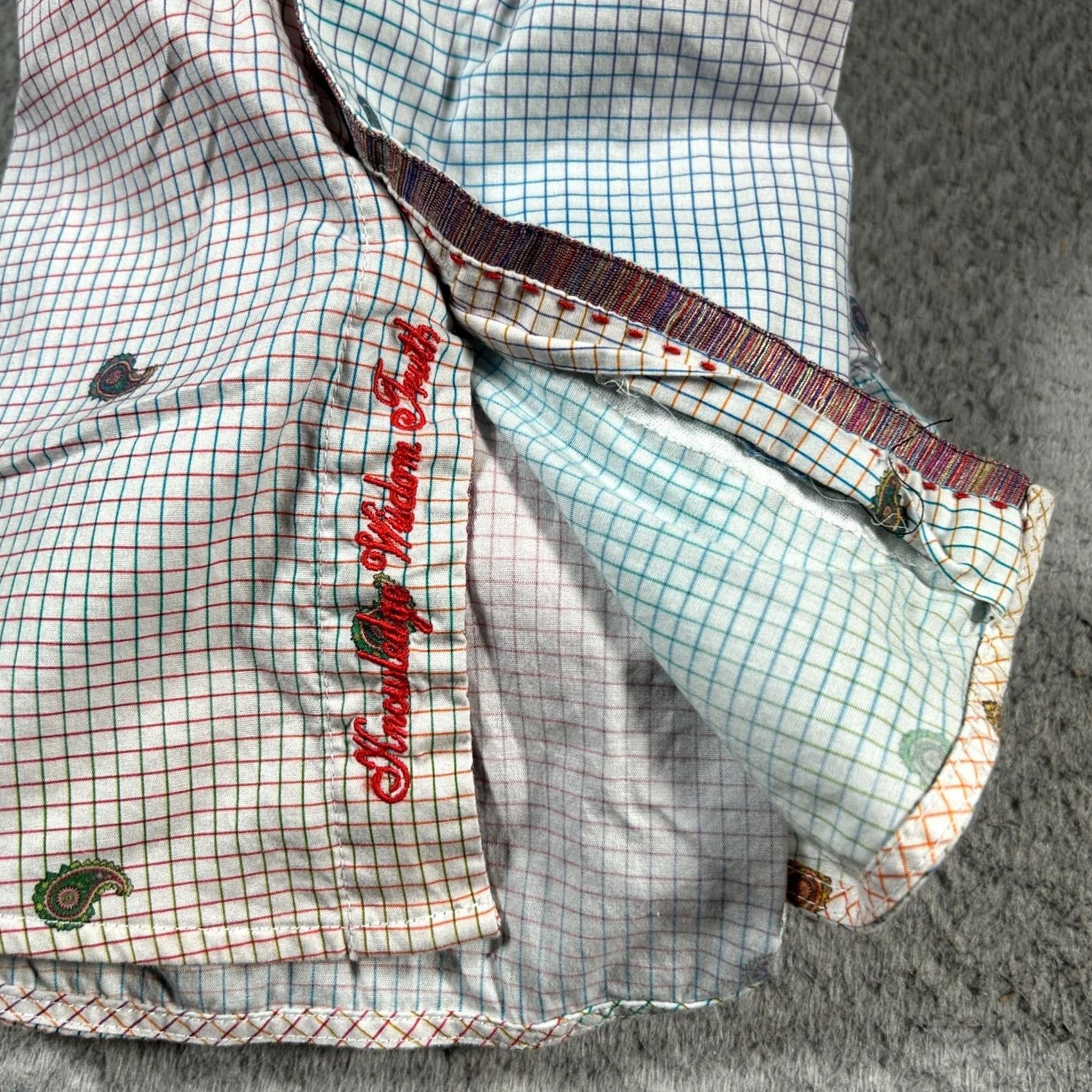 Robert Graham Robert Graham Shirt Mens M Flip Cuff Karma Chameleon Check Paisley Button-Up Size US M / EU 48-50 / 2 - 5 Thumbnail