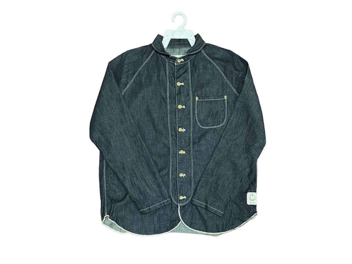 Japanese Brand Japan Made Chairmade Denim Military Shawl Collar Shirts Size US L / EU 52-54 / 3 - 9 Thumbnail
