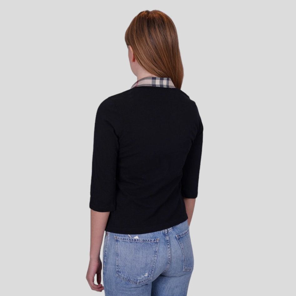 Burberry Burberry 3/4 Sleeve Black Polo Top | Size S Size S / US 4 / IT 40 - 8 Thumbnail