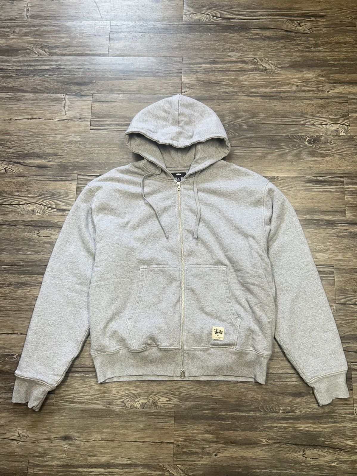 image of Stussy Heavy Double Zip Hoodie in Grey, Men's (Size XL)