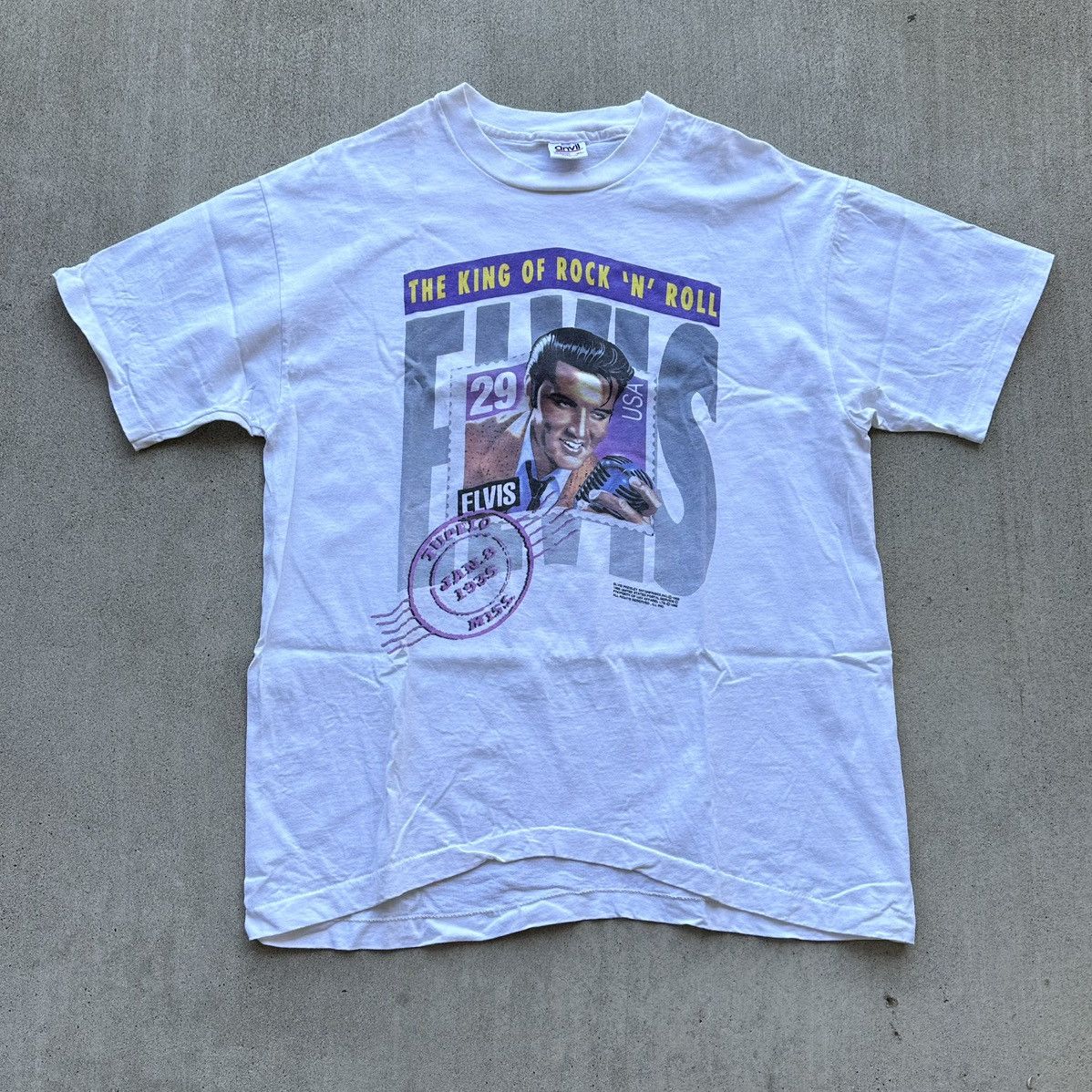 Band Tees Vintage 1992 Elvis Presley Stamp Anvil T-Shirt Size XL Size US XL / EU 56 / 4 - 1 Thumbnail