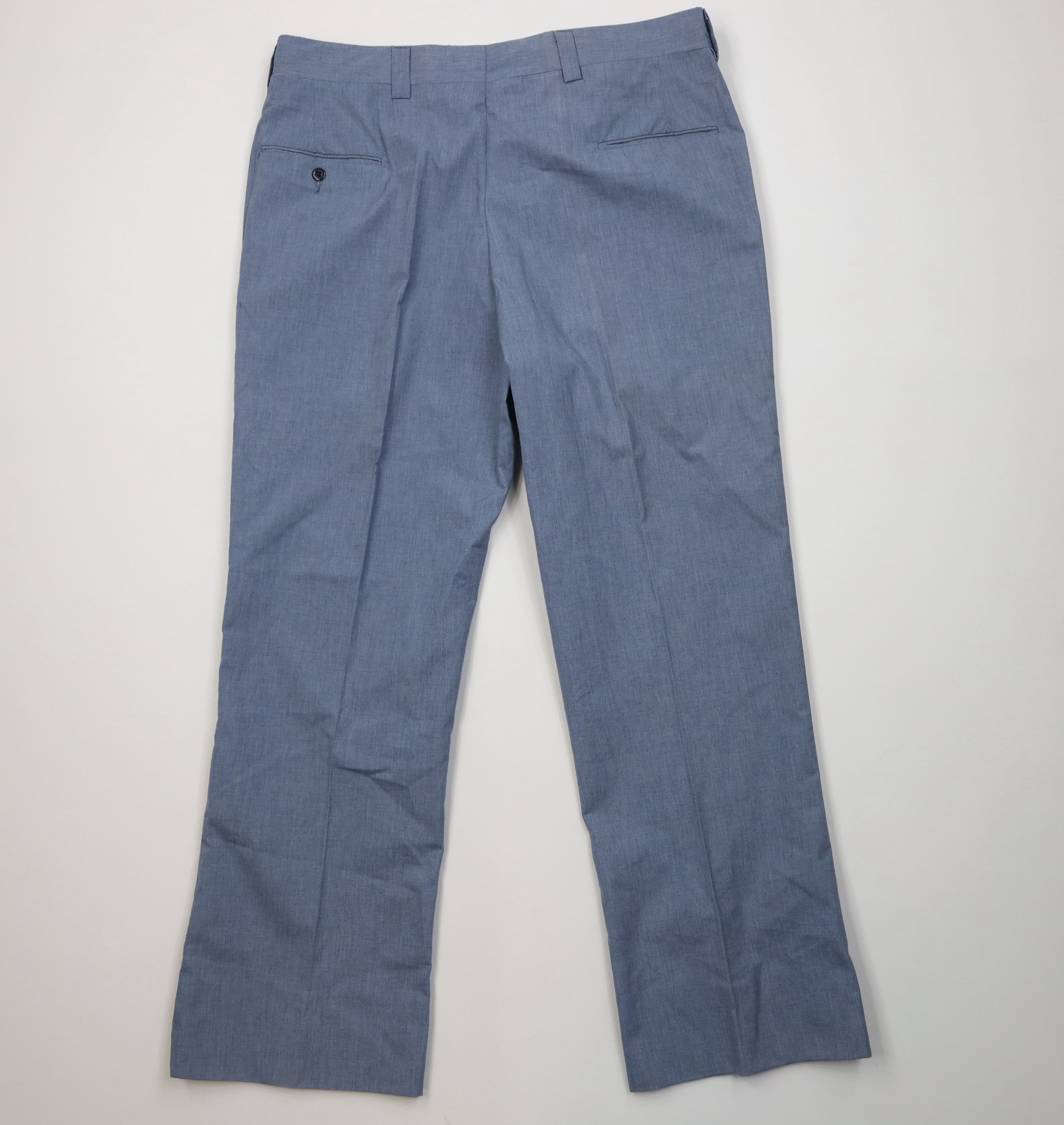 Vintage Vtg 60s 70s Streetwear Knit Chambray Wide Leg Pants USA Size US 36 / EU 52 - 10 Thumbnail