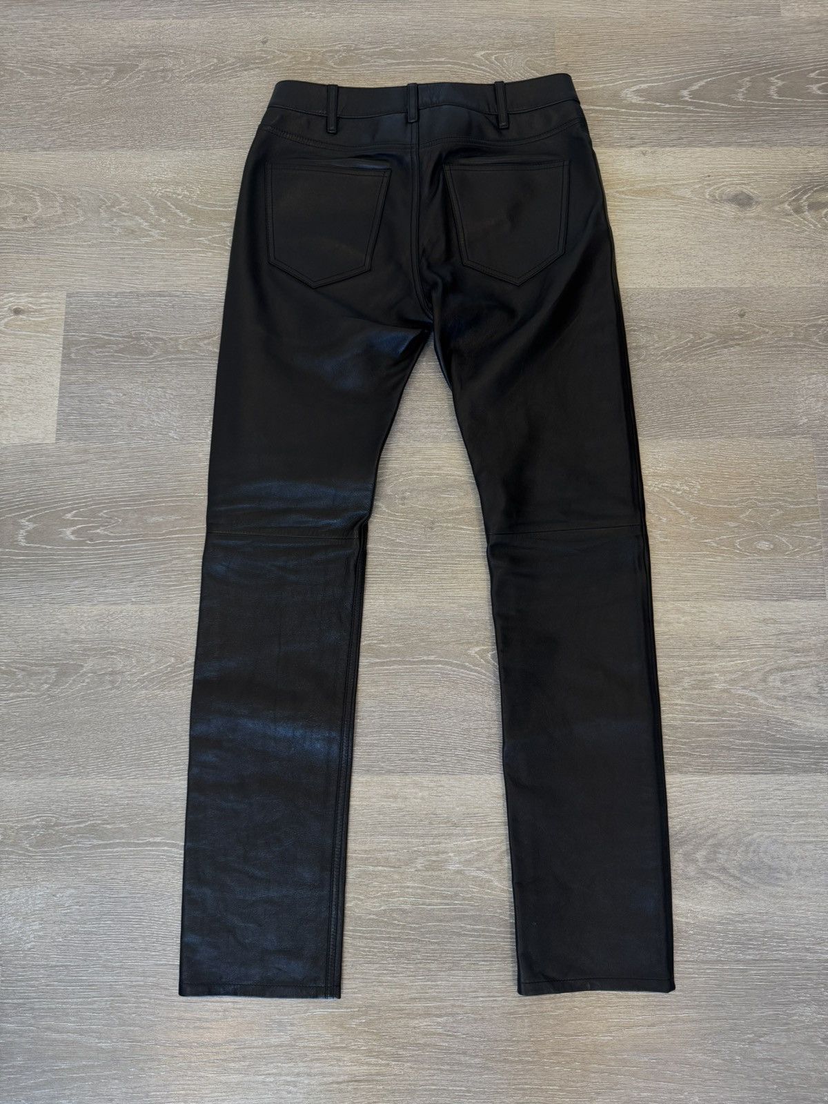 Celine Celine Black Lamb Leather Lou Straight Leg Pants Size US 29 - 18 Thumbnail