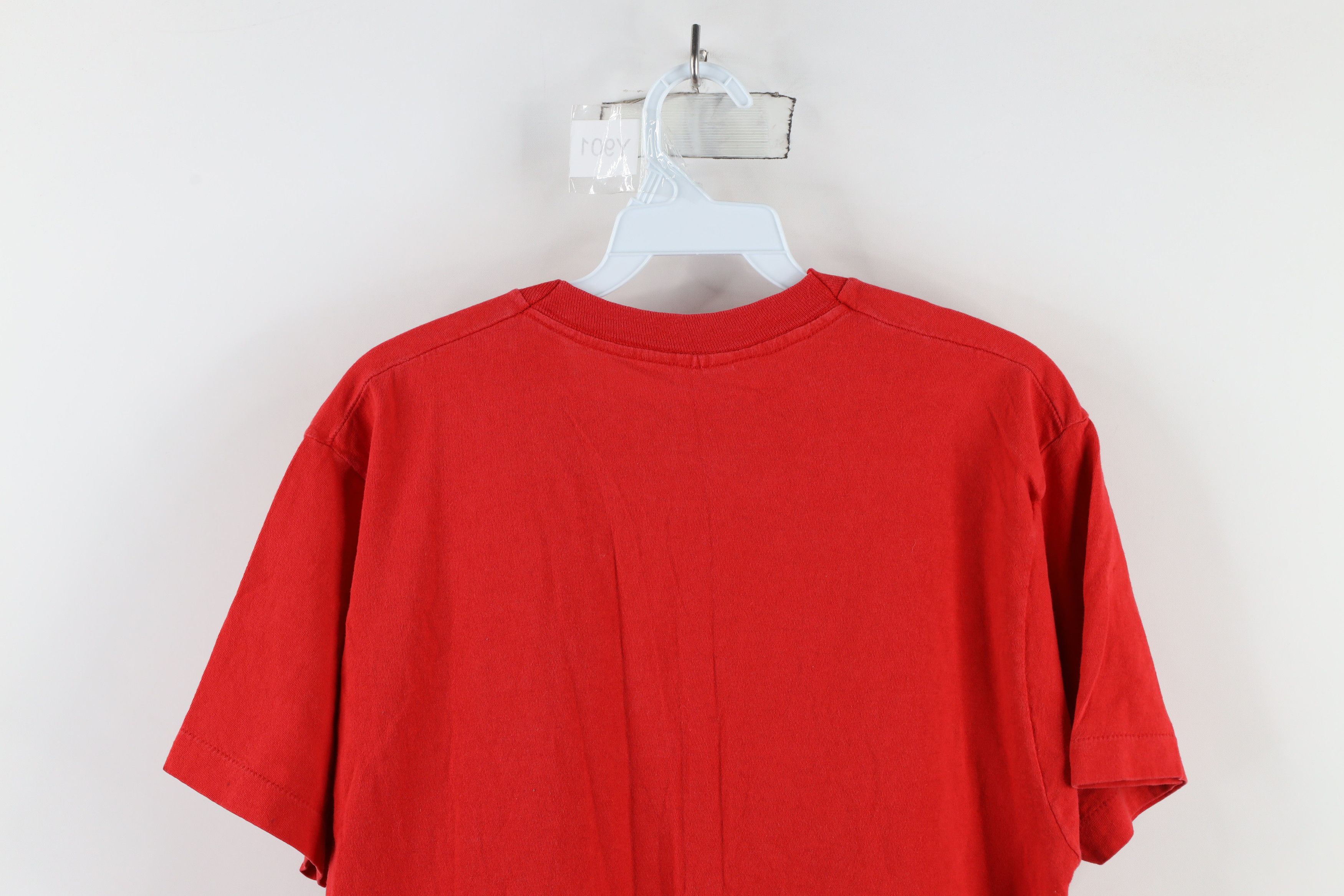 Vintage Vintage 90s Streetwear Blank Cotton Pocket T-Shirt Red USA Size US L / EU 52-54 / 3 - 11 Thumbnail
