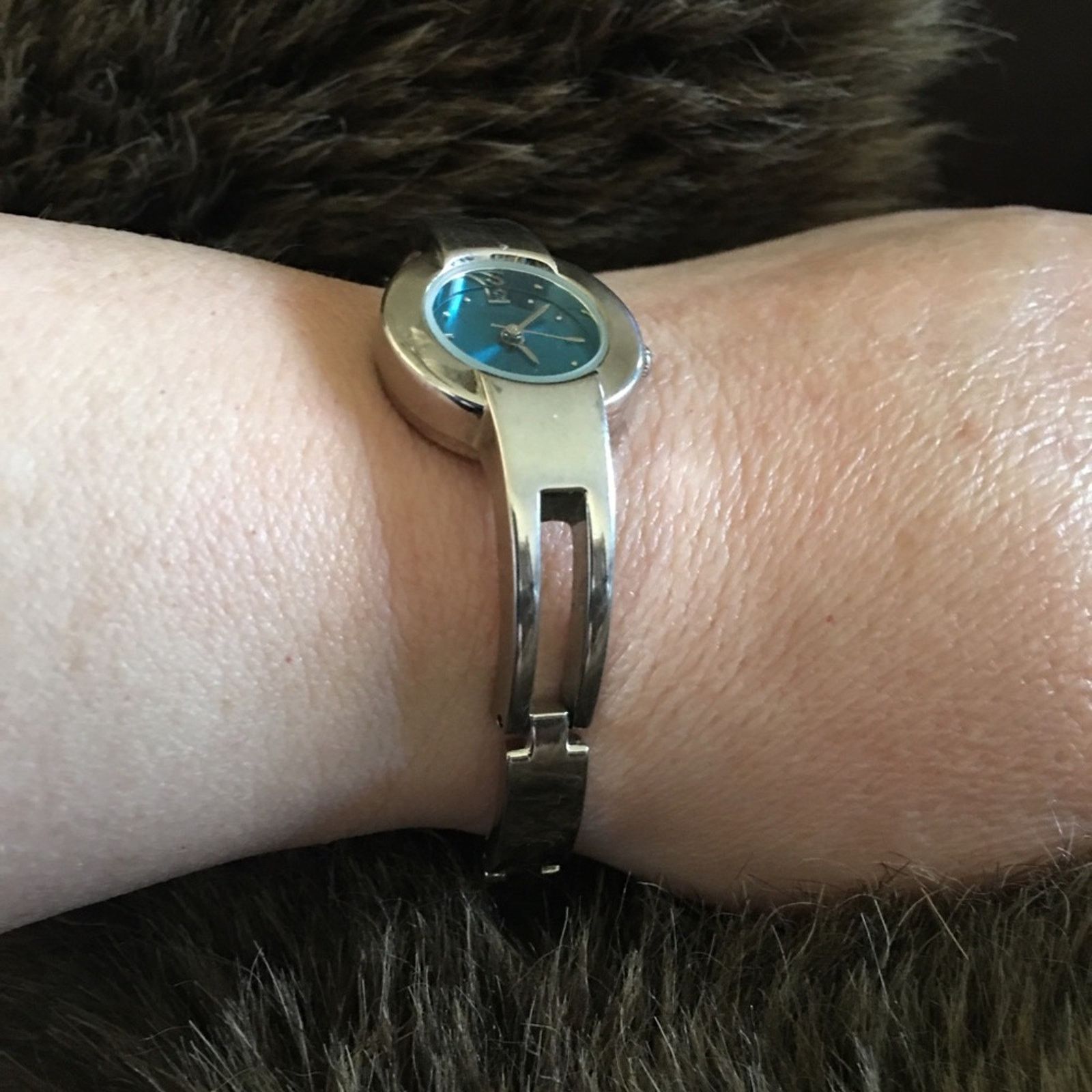Faded Glory Ladies Faded Glory silver tone blue face watch Size ONE SIZE - 5 Thumbnail