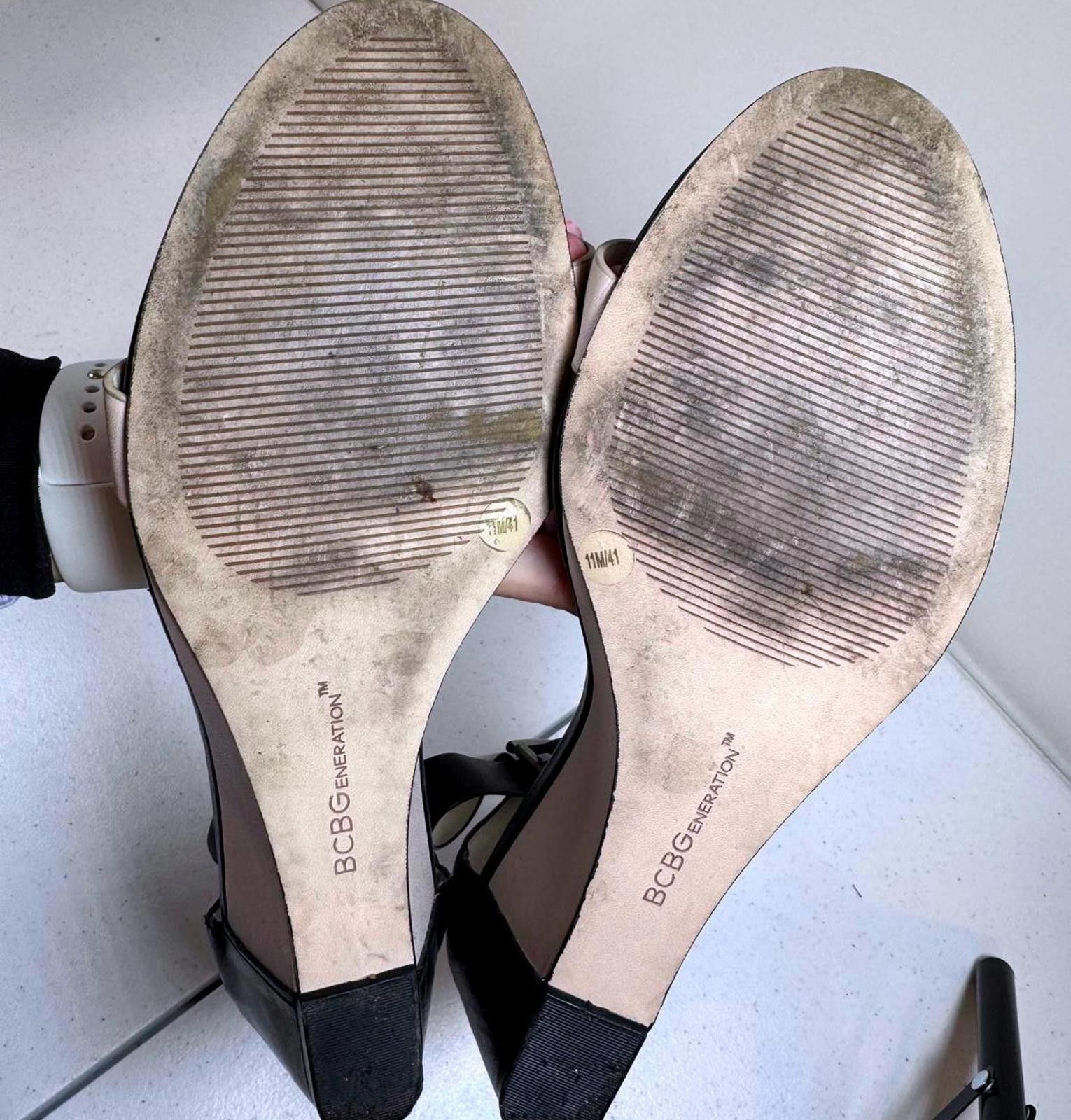 Bcbgmaxazria Stylish Black and Beige Wedge Sandals by BCBG Size US 10 / IT 40 - 5 Thumbnail