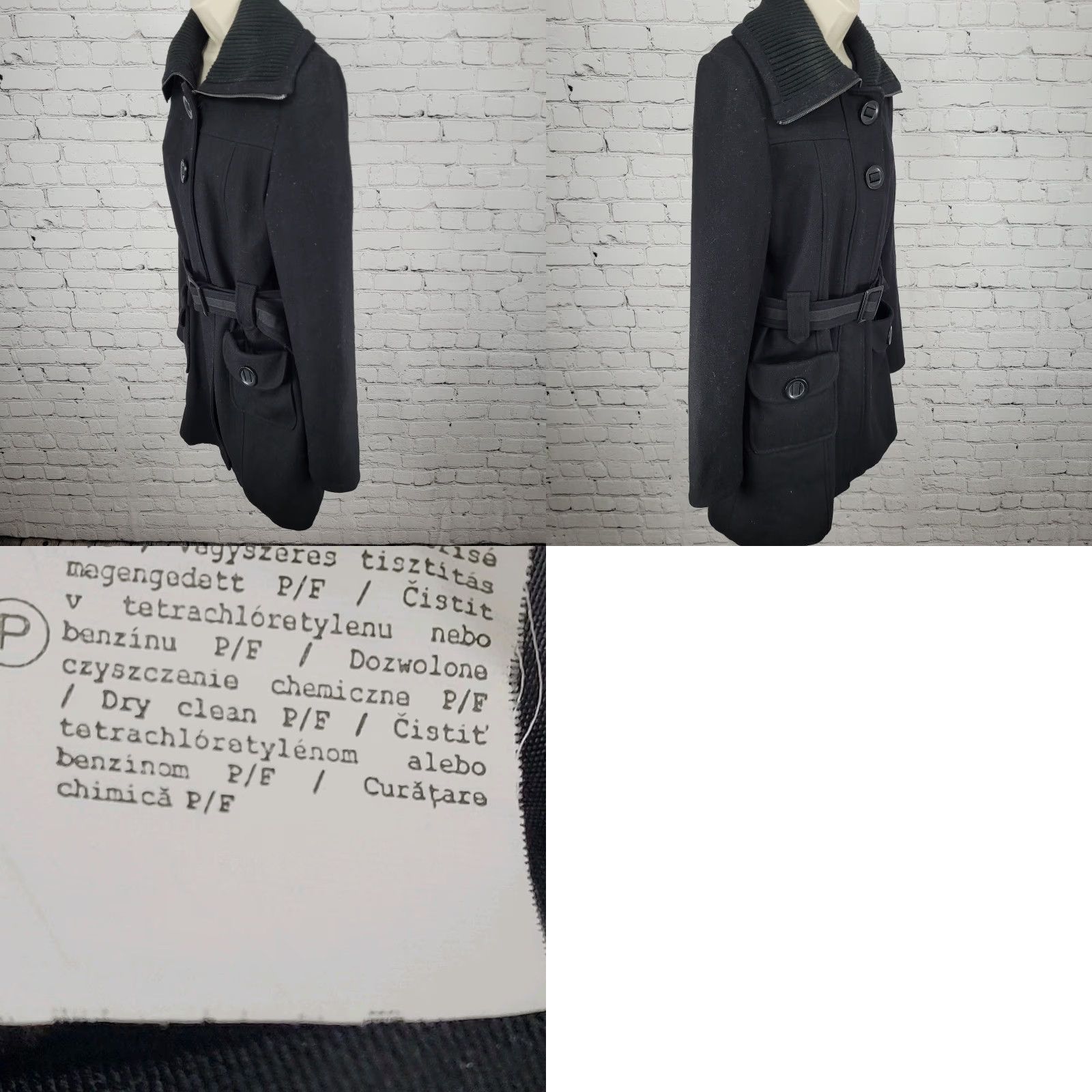Vintage VINTAGE ORSAY Black Wool Blend Full Zip Buttoned Belted Knit Collared Coat Women's Size 38 US 6 Size XS / US 0-2 / IT 36-38 - 10 Thumbnail