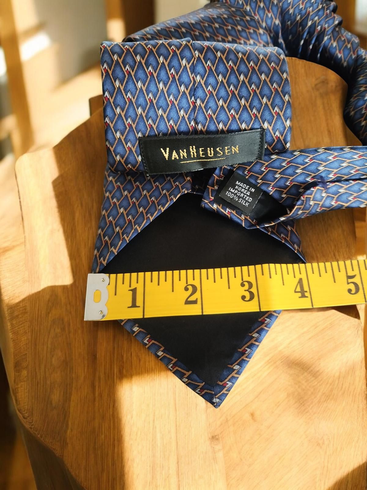 Van Heusen Van Heusen 100% Silk Luxury Tie in Blue Pattern Size ONE SIZE - 3 Thumbnail