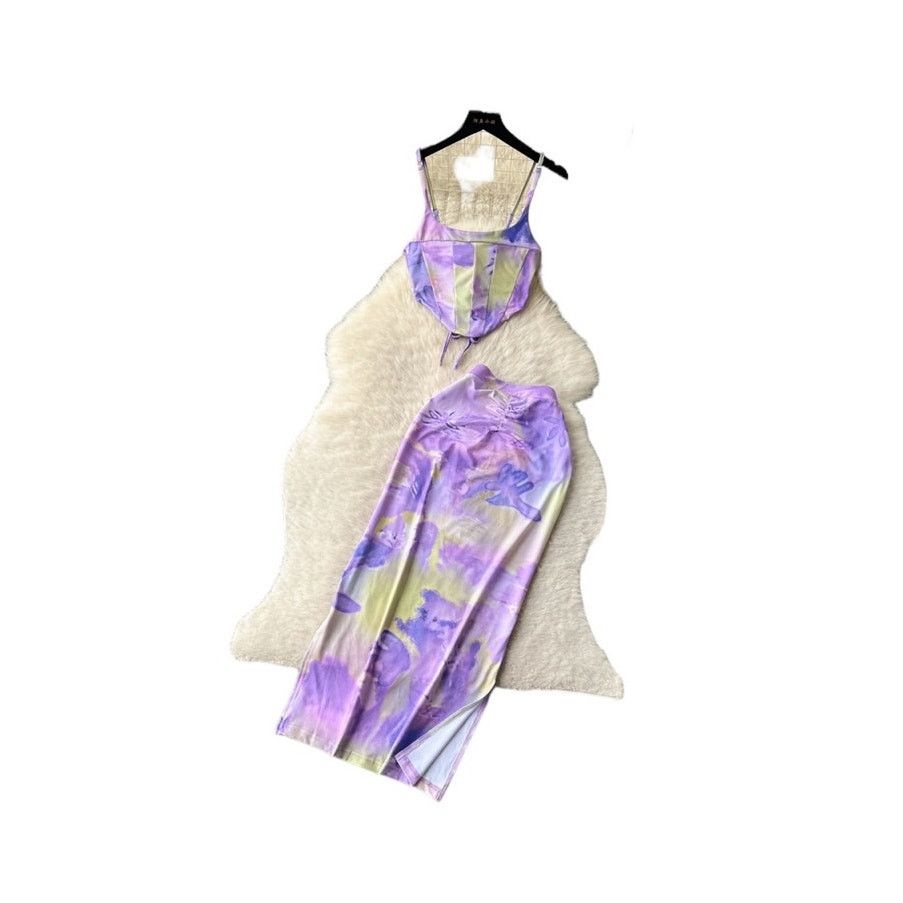 Other Purple Tie Dye Square Neck Tank Top and Knotted Skirt Set Size 24" / US 00 / IT 34 - 3 Thumbnail