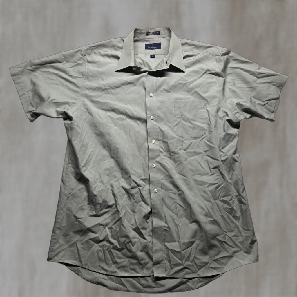 Vintage Barrington Gray Long Sleeve Button Up Dress Shirt Adult Men's 17.5 Wrinkle Free Classic Fit Size US XL / EU 56 / 4 - 1 Thumbnail