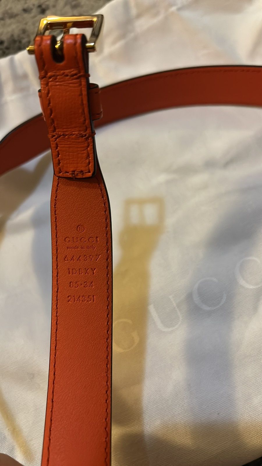 Gucci Gucci Horsebit Leather Belt Orange size 85 Size ONE SIZE - 4 Thumbnail