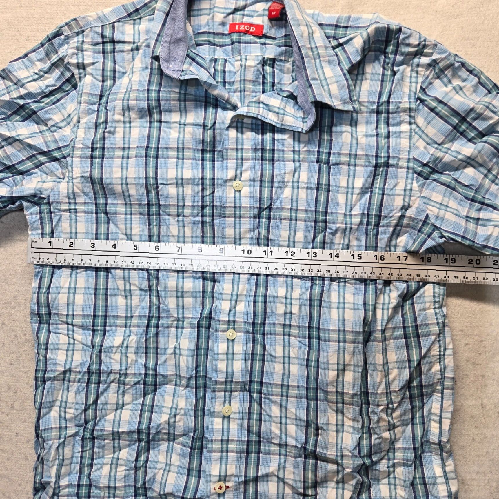 Izod IZOD Shirt Short Sleeve Button-Up Adult Men S Blue Plaid 100% Cotton Summer Mens Size US S / EU 44-46 / 1 - 3 Thumbnail
