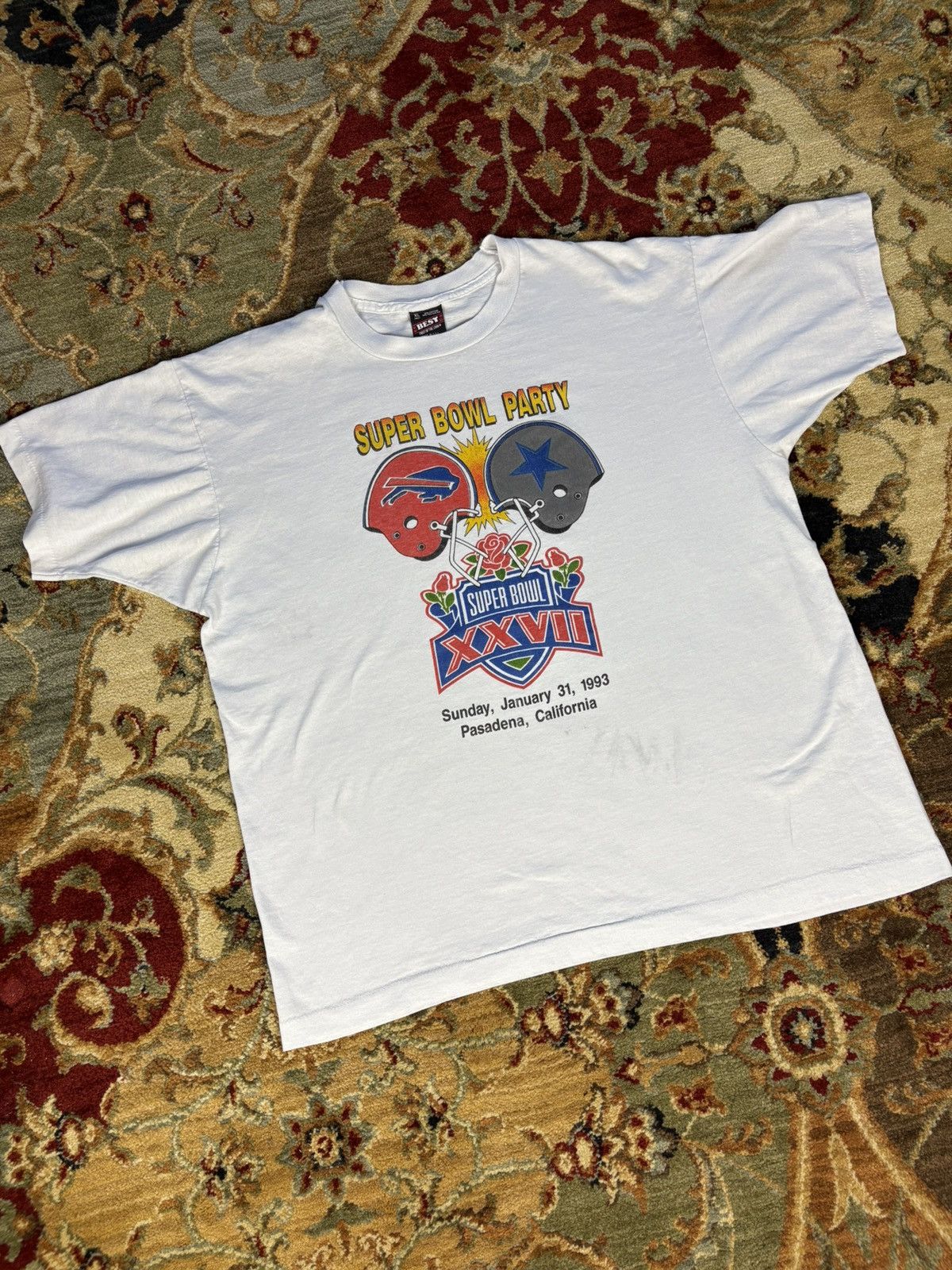 NFL × Vintage Vintage 1993 Bills VS Cowboys Tshirt Size US XL / EU 56 / 4 - 2 Thumbnail