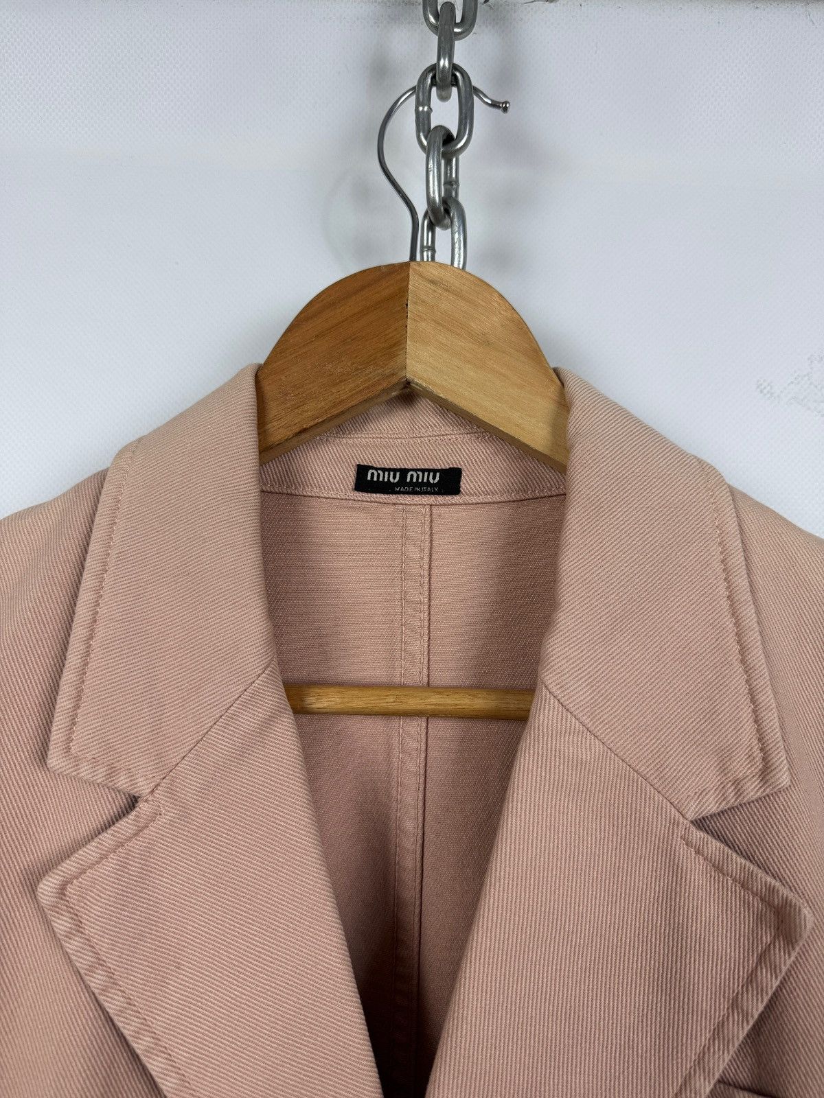 Miu Miu 00s Vintage Miu Miu by Prada Denim T.C. Pink Blazer Jacket Size US M / EU 48-50 / 2 - 13 Thumbnail
