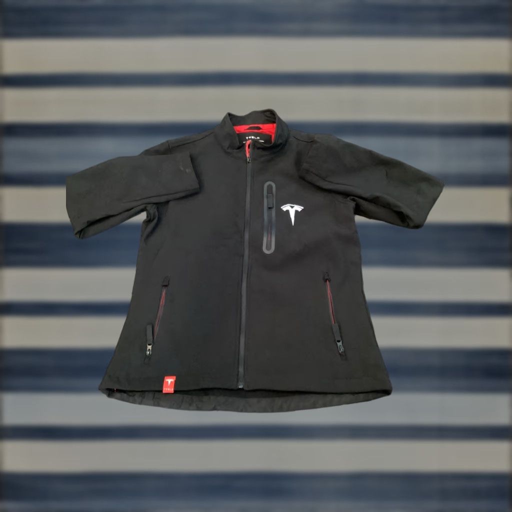 Vintage Tesla Jacket Men M Softshell Zip Fleece Lined Black Embroidered Logo Pockets Mid-Length Size US M / EU 48-50 / 2 - 1 Thumbnail