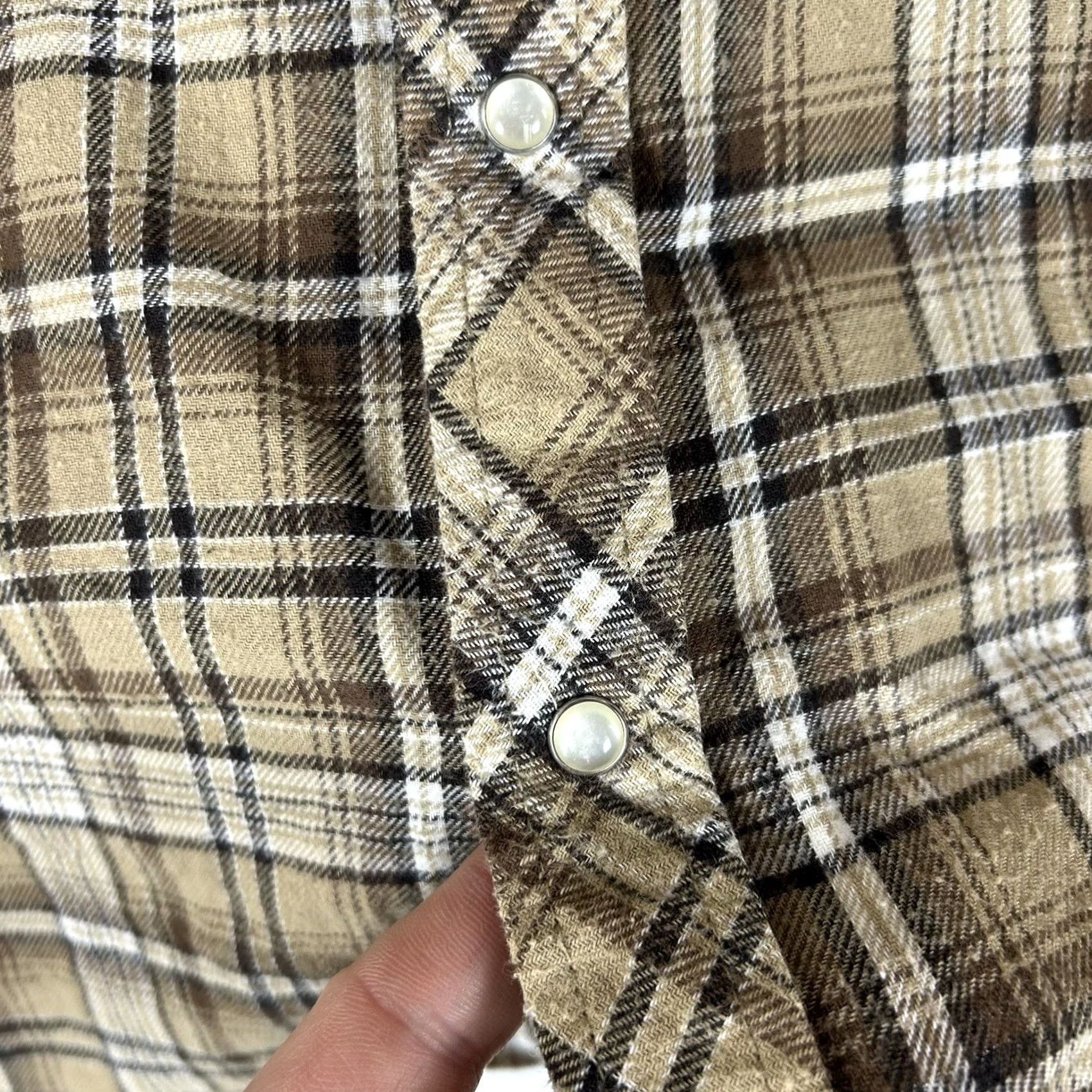 Wrangler VINTAGE Wrangler Wrancher Western Shirt Mens XL Long Sleeve Brown Plaid Pearl Snap Top Size US XL / EU 56 / 4 - 3 Thumbnail