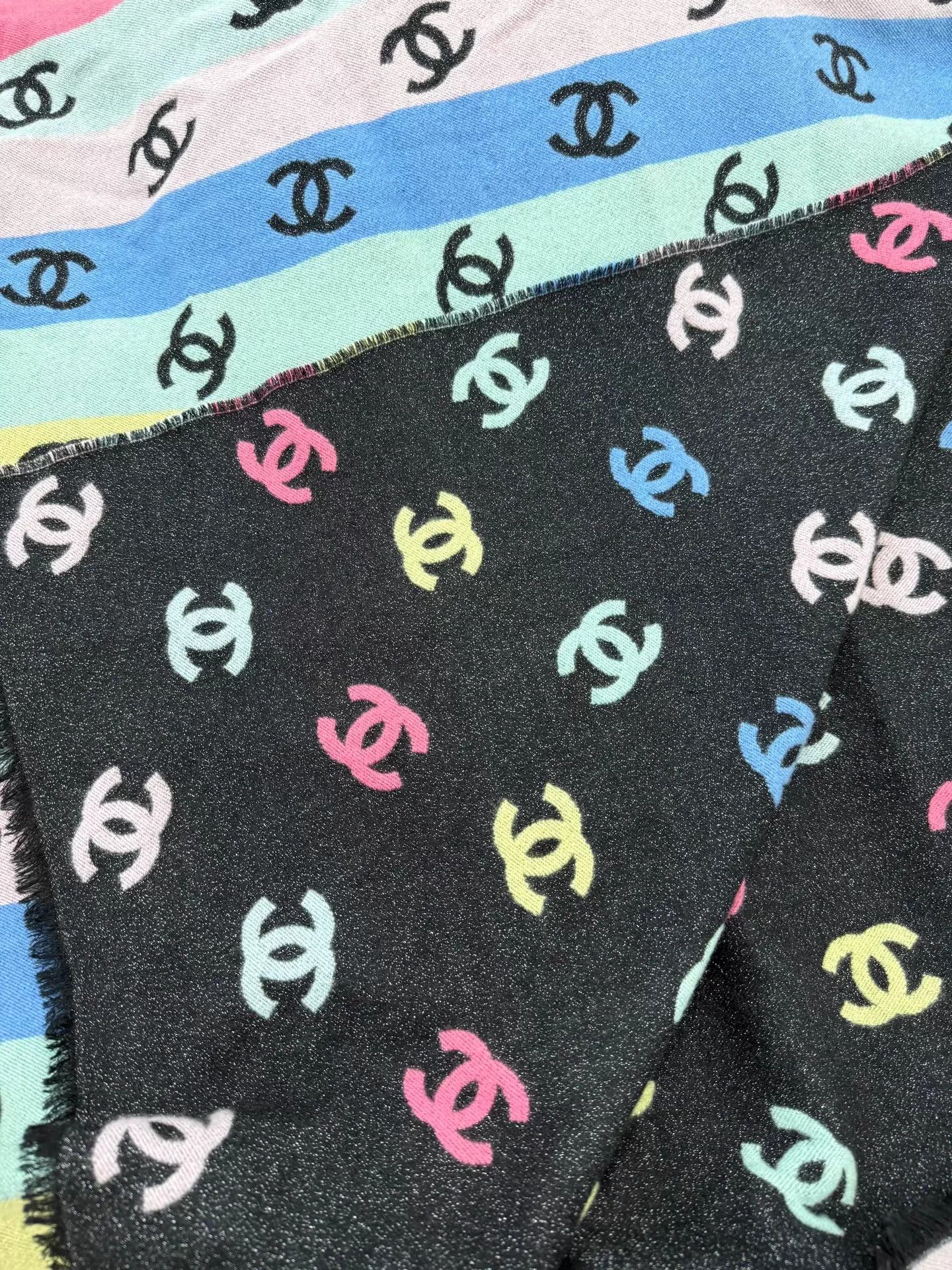 Chanel Chanel Rainbow Lg Logo Double-Faced Cashmere Oversized Shawl Size ONE SIZE - 1 Thumbnail