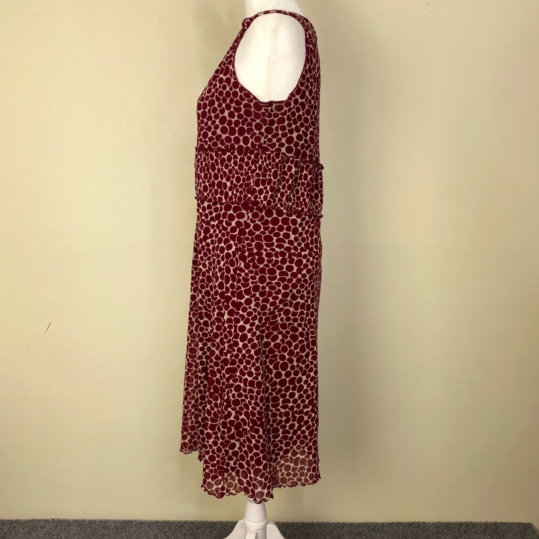 Bcbgmaxazria BCBGMAXAZRIA Dress Women XS Burgundy Sleeveless Halter Lined A-Line Knee-Length Floral Casual Party Womens Size XS / US 0-2 / IT 36-38 - 7 Thumbnail