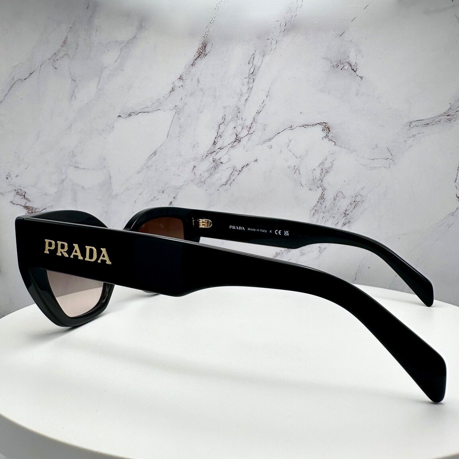 Prada New Prada Black Sunglasses Cat Eye Gold PRADA Metal Logo Size ONE SIZE - 21 Thumbnail