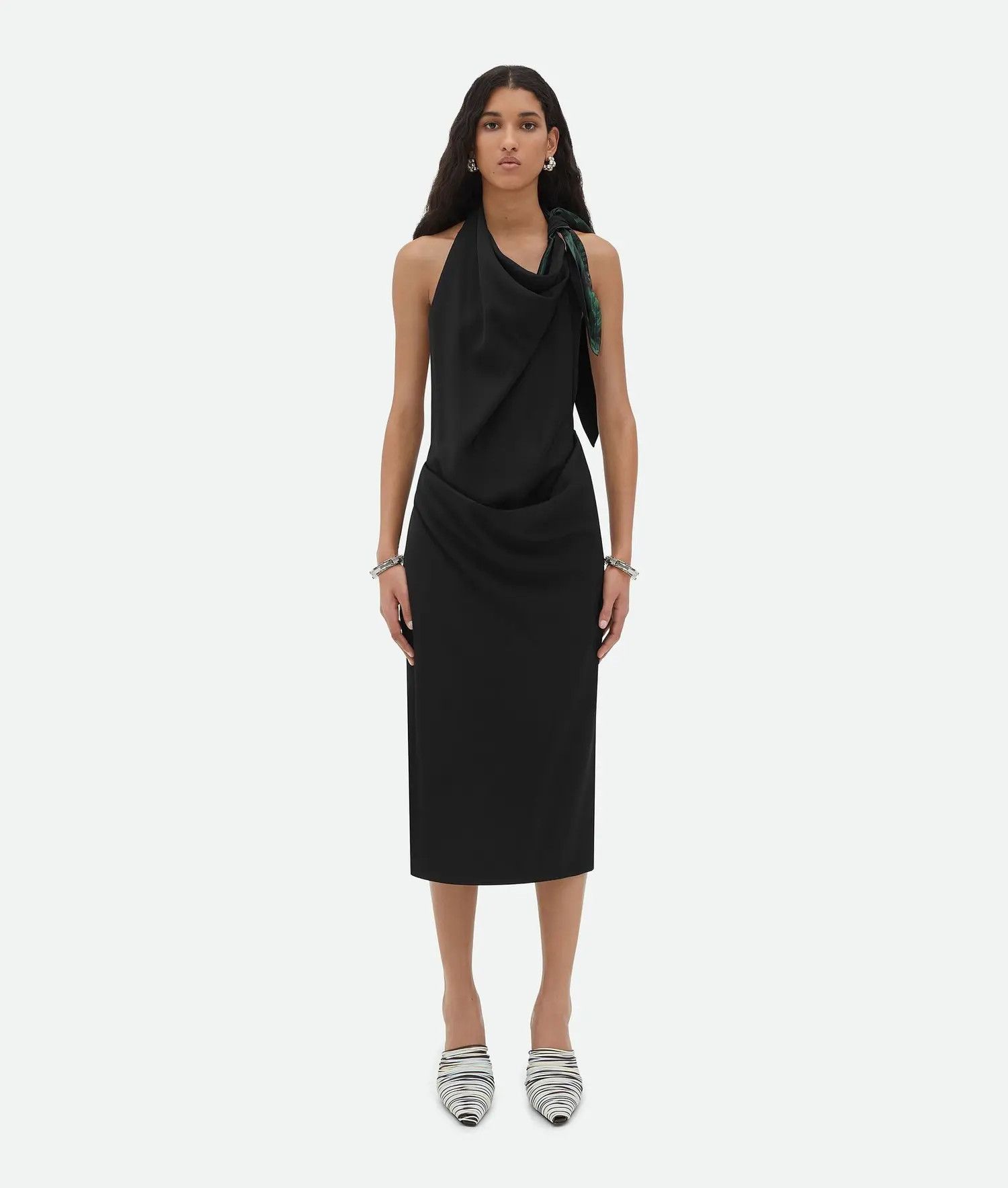 Bottega Veneta o1bcso1str0225 Fluid Viscose Midi Dress in Black | Grailed