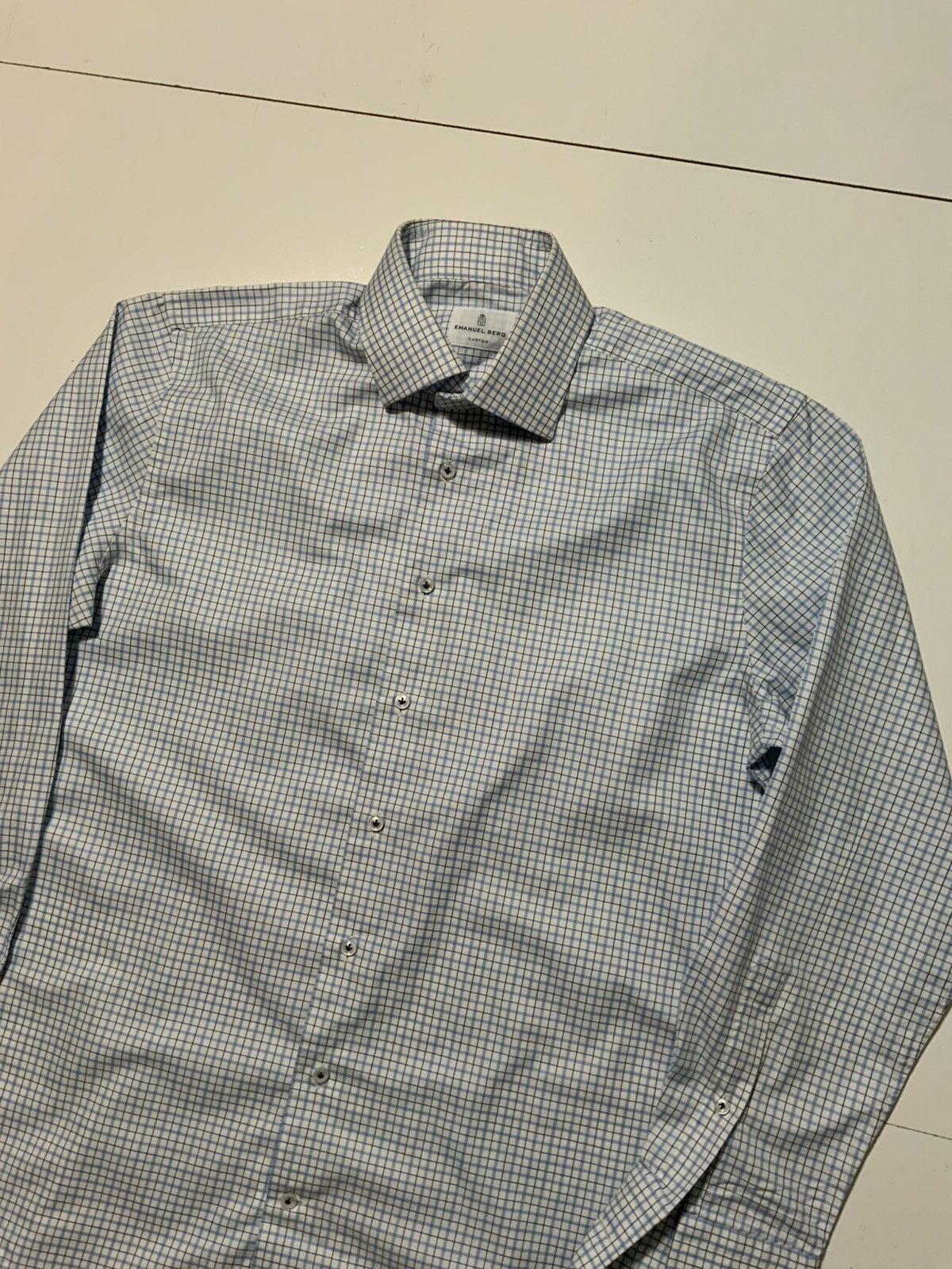 Designer Emanuel Berg Custom Check Plaid Textile Cotton Button Shirt Size US S / EU 44-46 / 1 - 3 Thumbnail