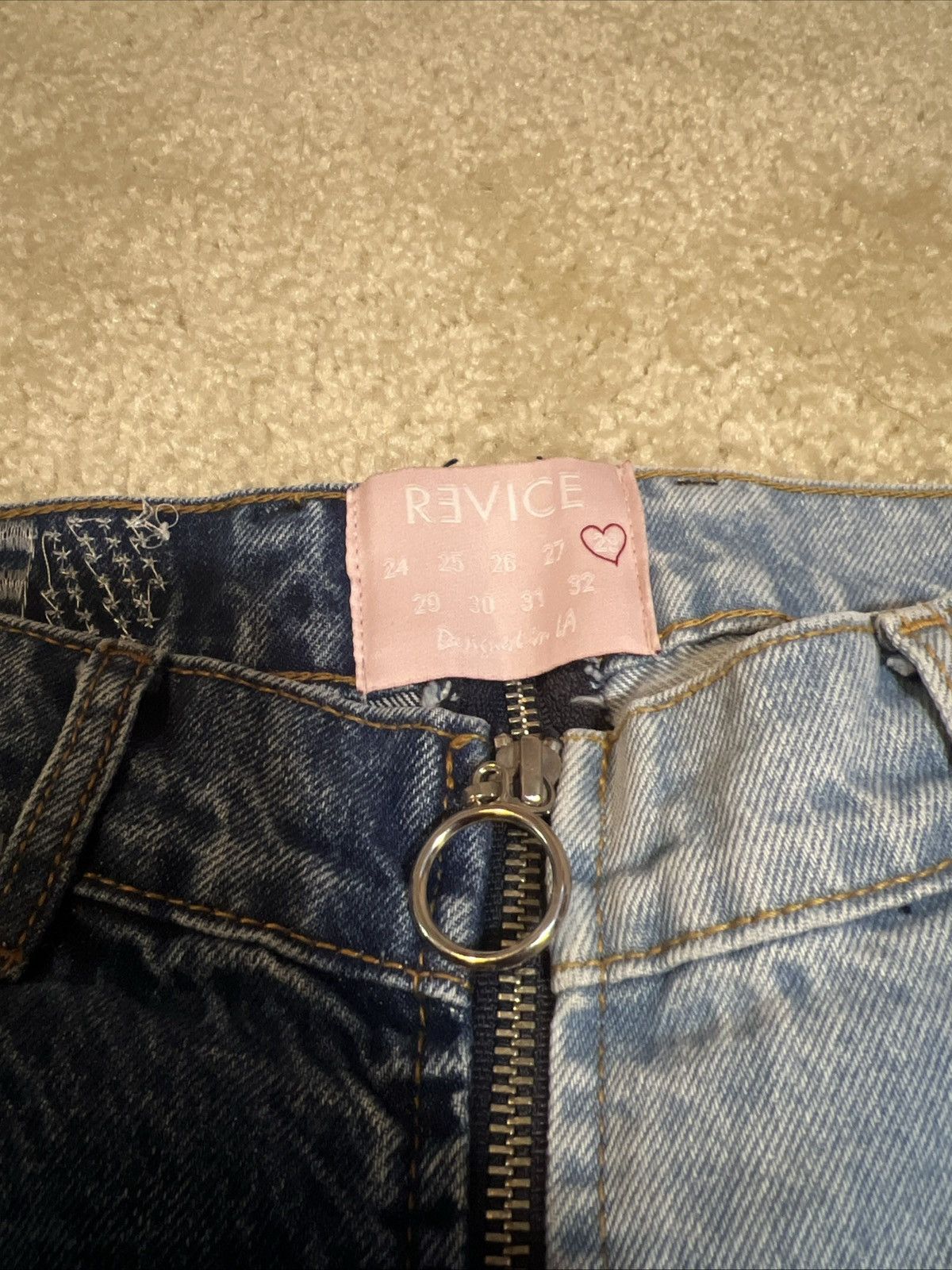 Other Revice Denim High Waisted Two Tone Dark And Light Wash Jeans Size 28" / US 6 / IT 42 - 4 Thumbnail